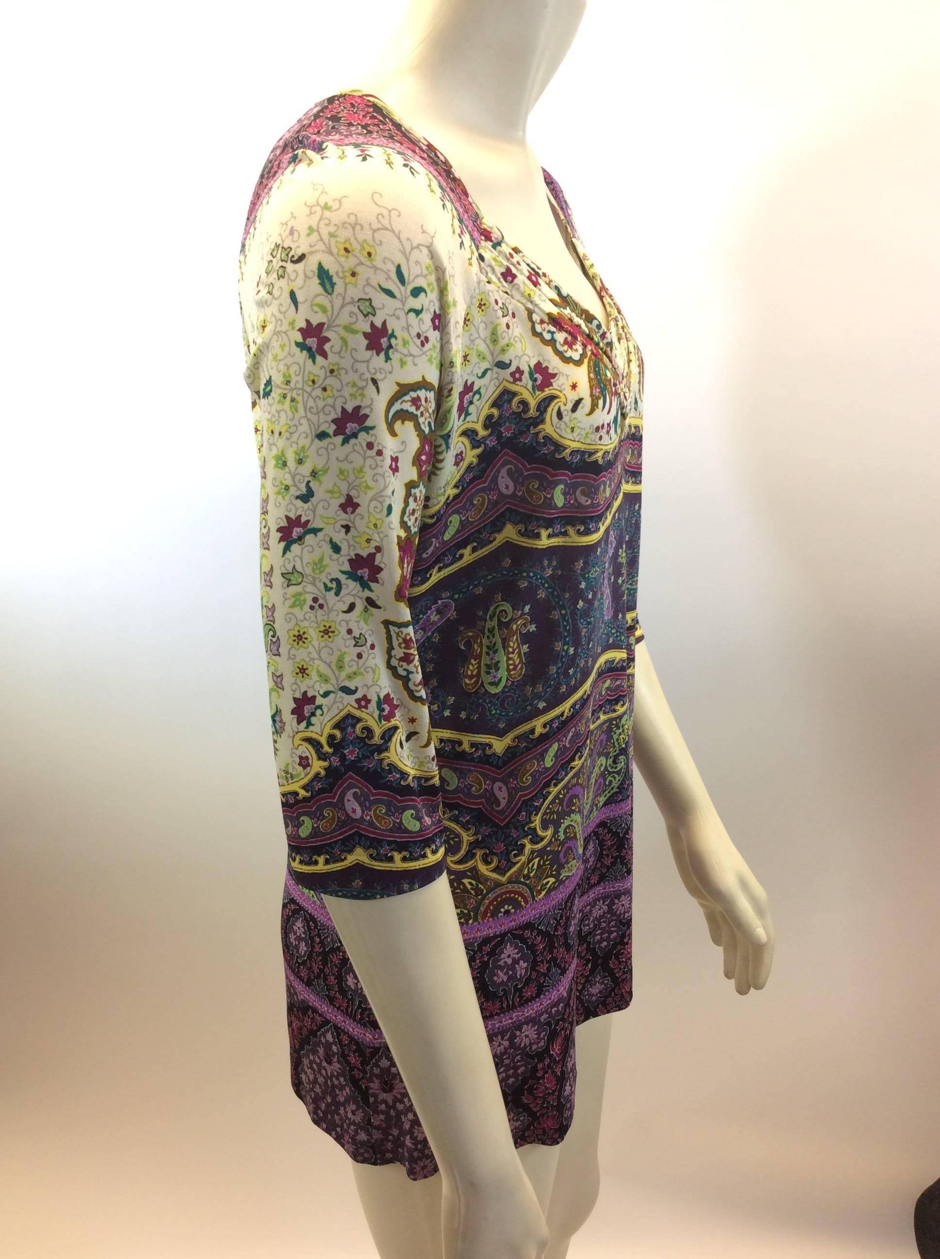 Etro Purple Print Blouse In Excellent Condition For Sale In Narberth, PA