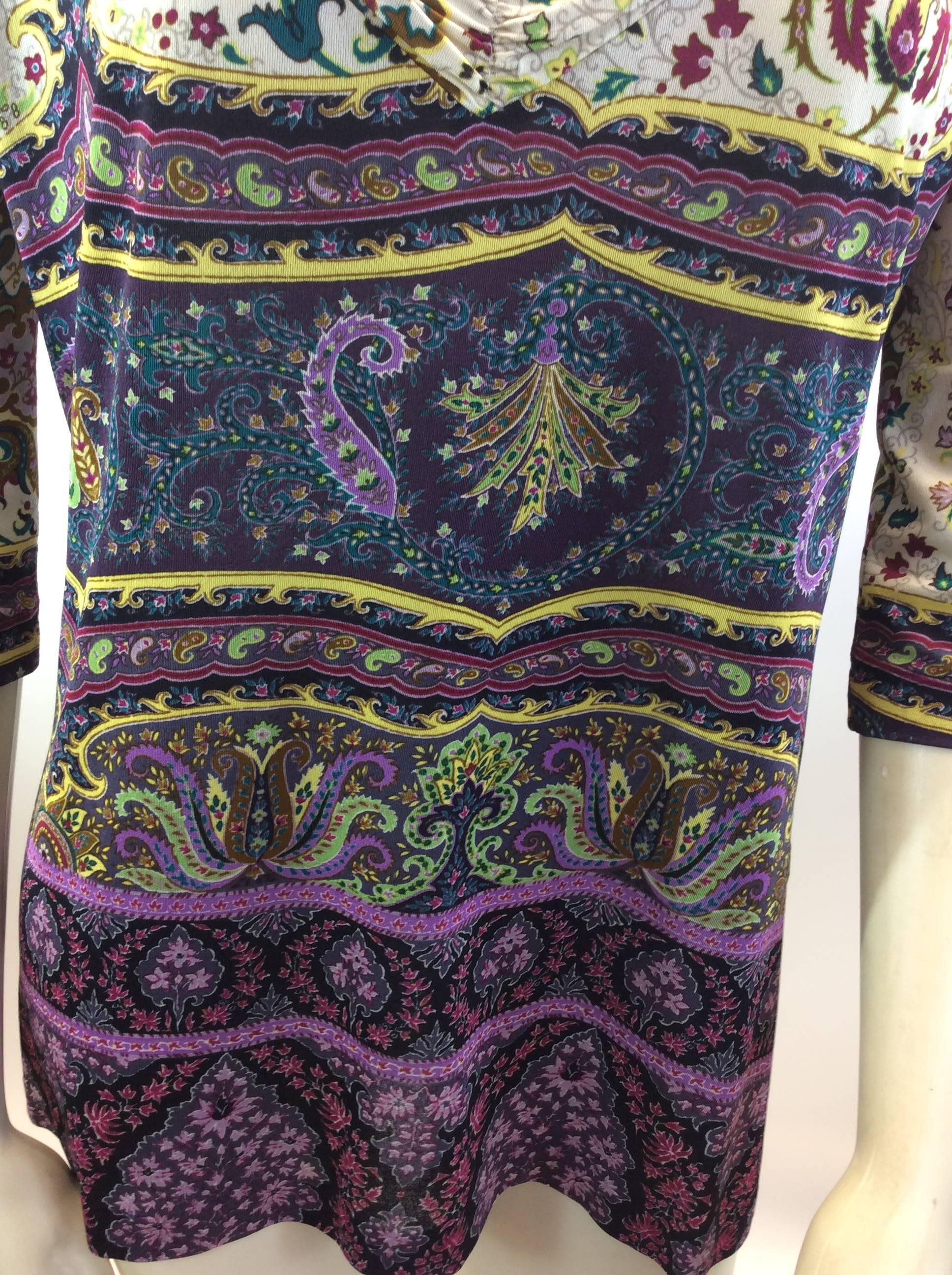 Women's Etro Purple Print Blouse For Sale