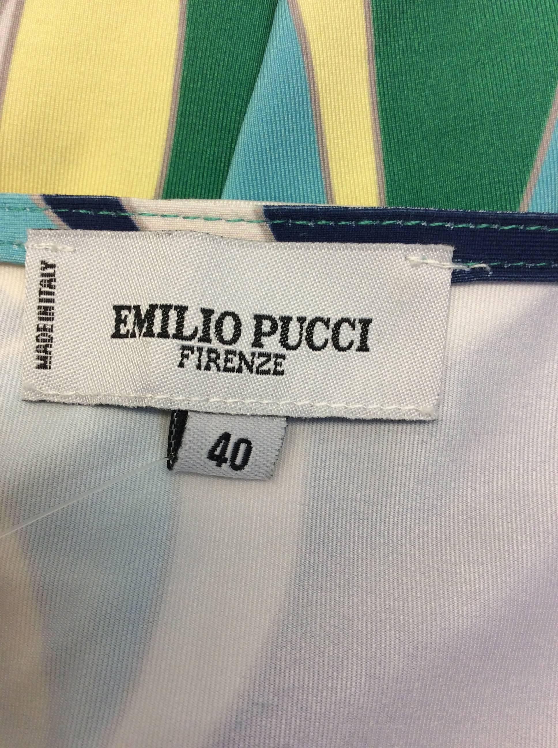 Emilio Pucci Green and Blue Print Silk Dress For Sale 3