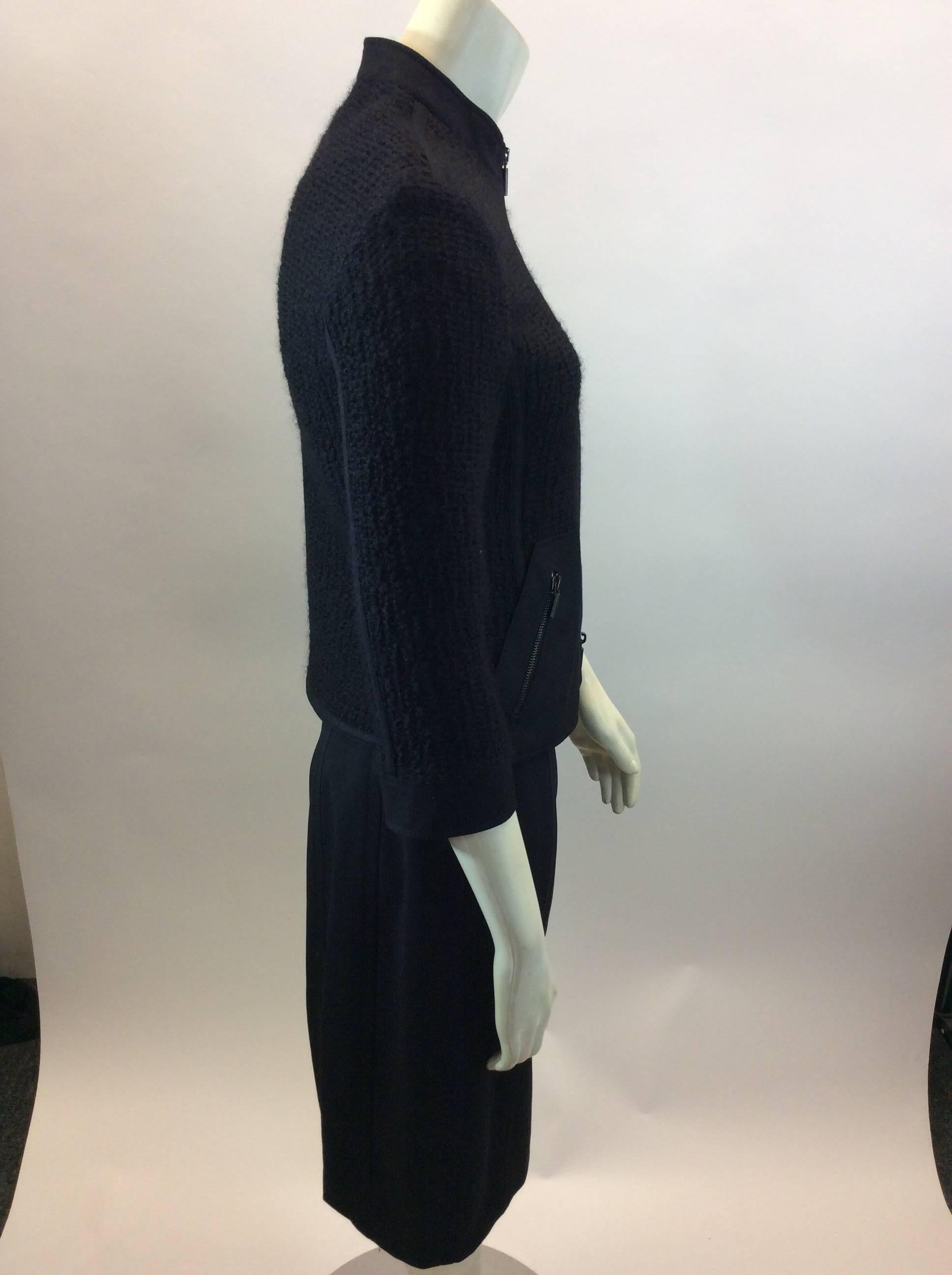 Akris Black Wool Two Piece Skirt Suit  In Good Condition For Sale In Narberth, PA