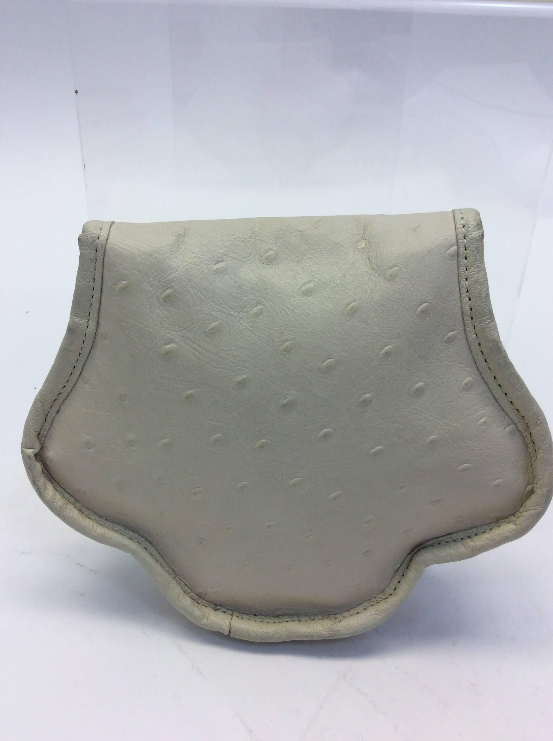 Carlos Falchi Vintage Cream Ostrich Leather Crossbody In Good Condition For Sale In Narberth, PA