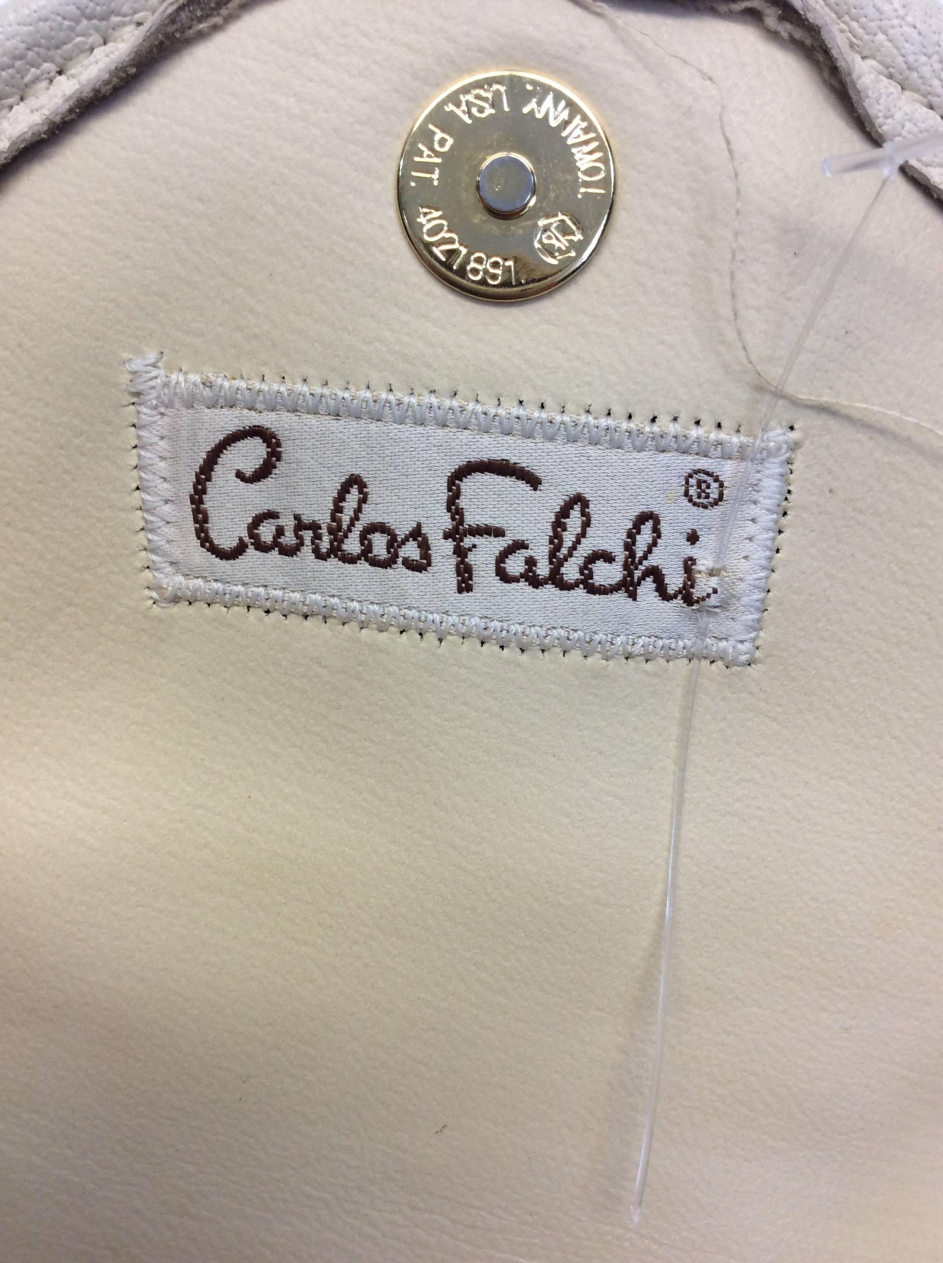 Carlos Falchi Vintage Cream Ostrich Leather Crossbody For Sale 3