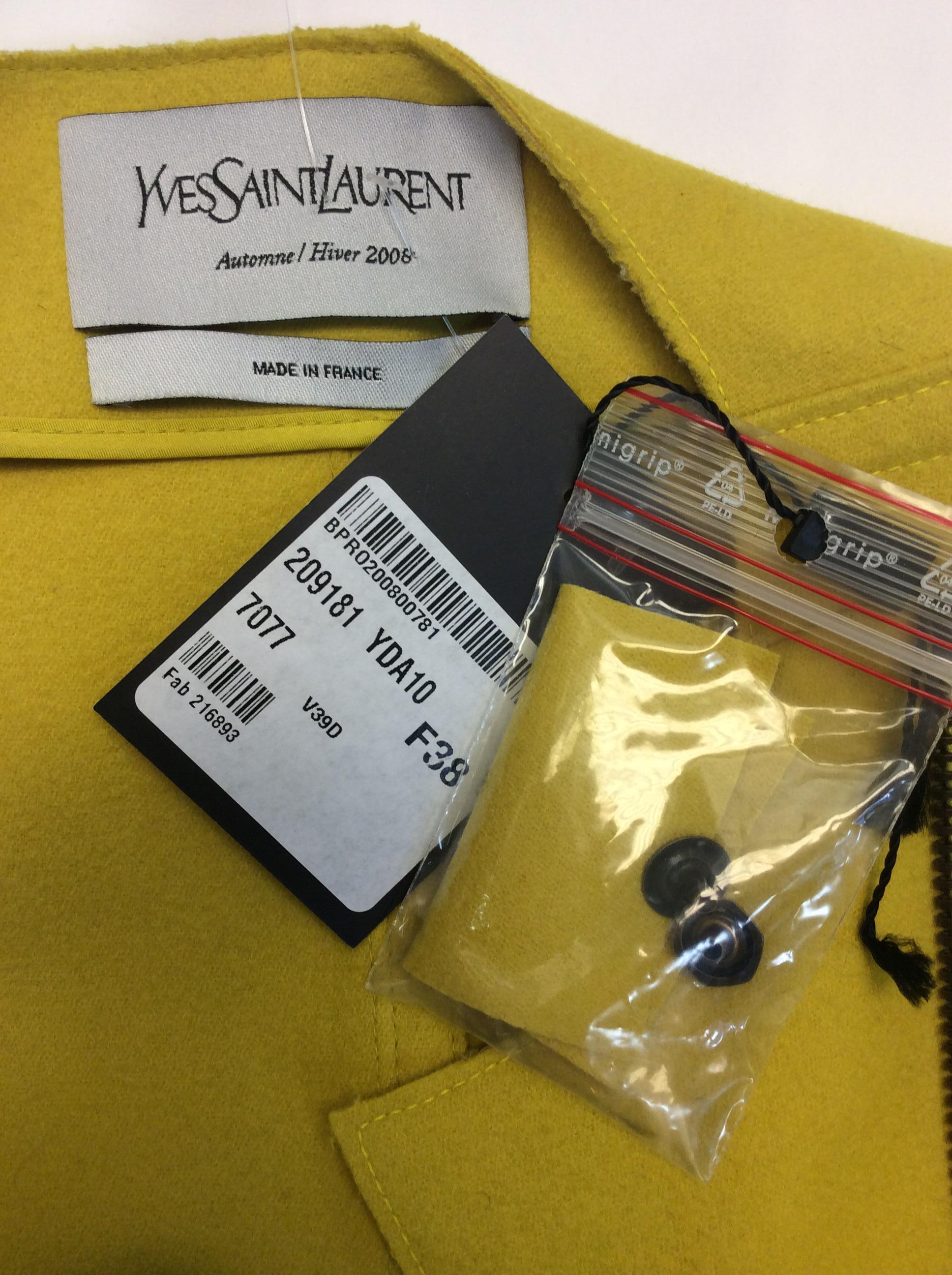 Yves Saint Laurent Yellow Wool Jacket  For Sale 5