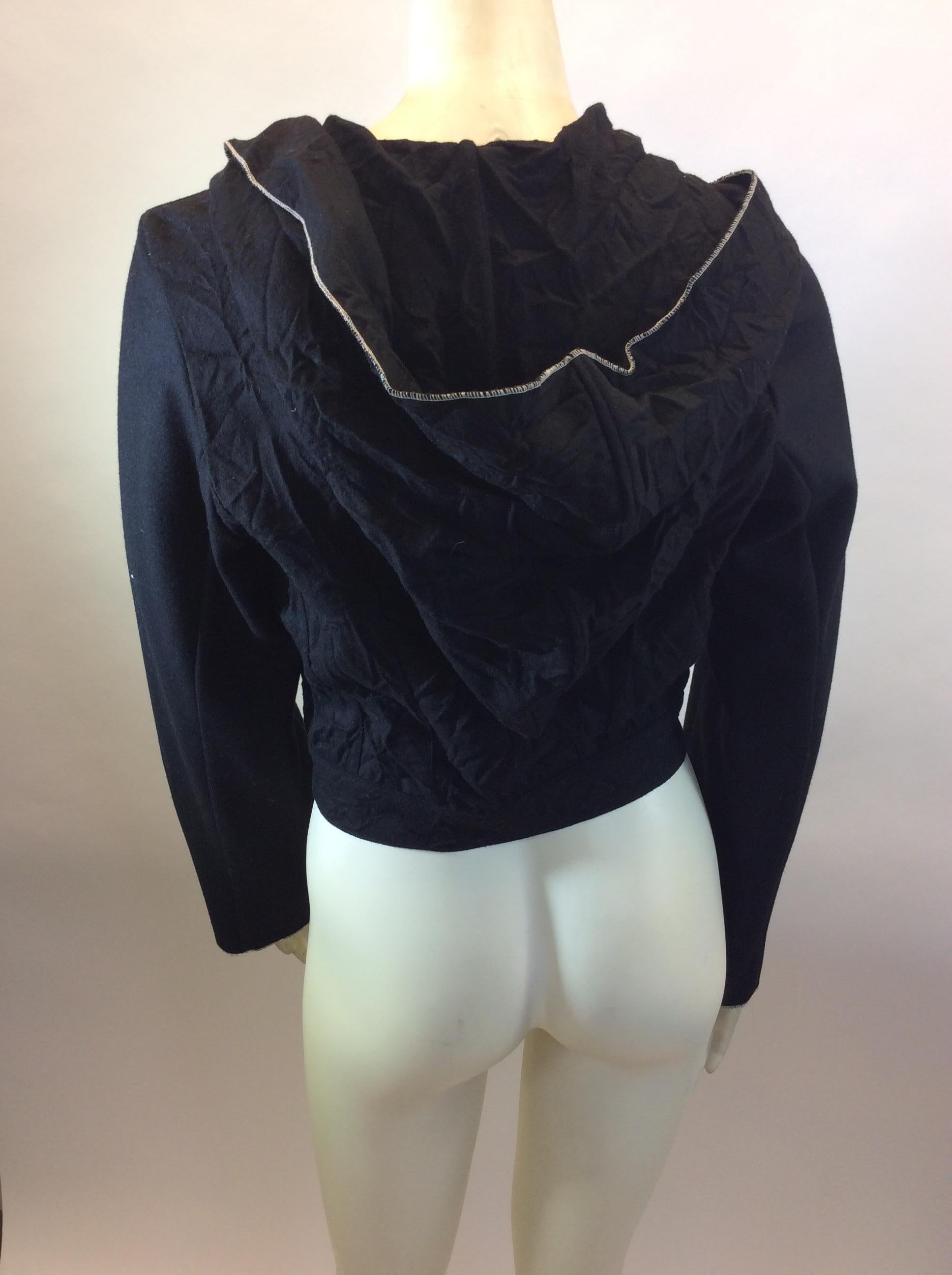 Ivan Grundahl Black with White Trim Wool Jacket In Good Condition For Sale In Narberth, PA