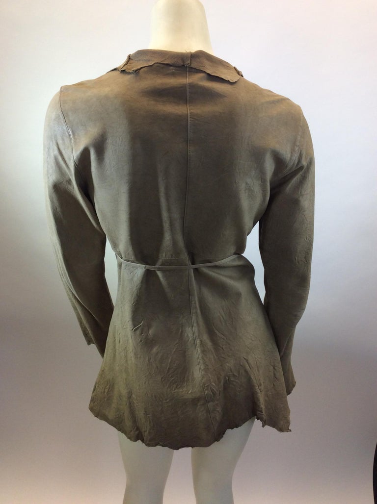 Enochian Camel Leather Belted Jacket For Sale at 1stDibs