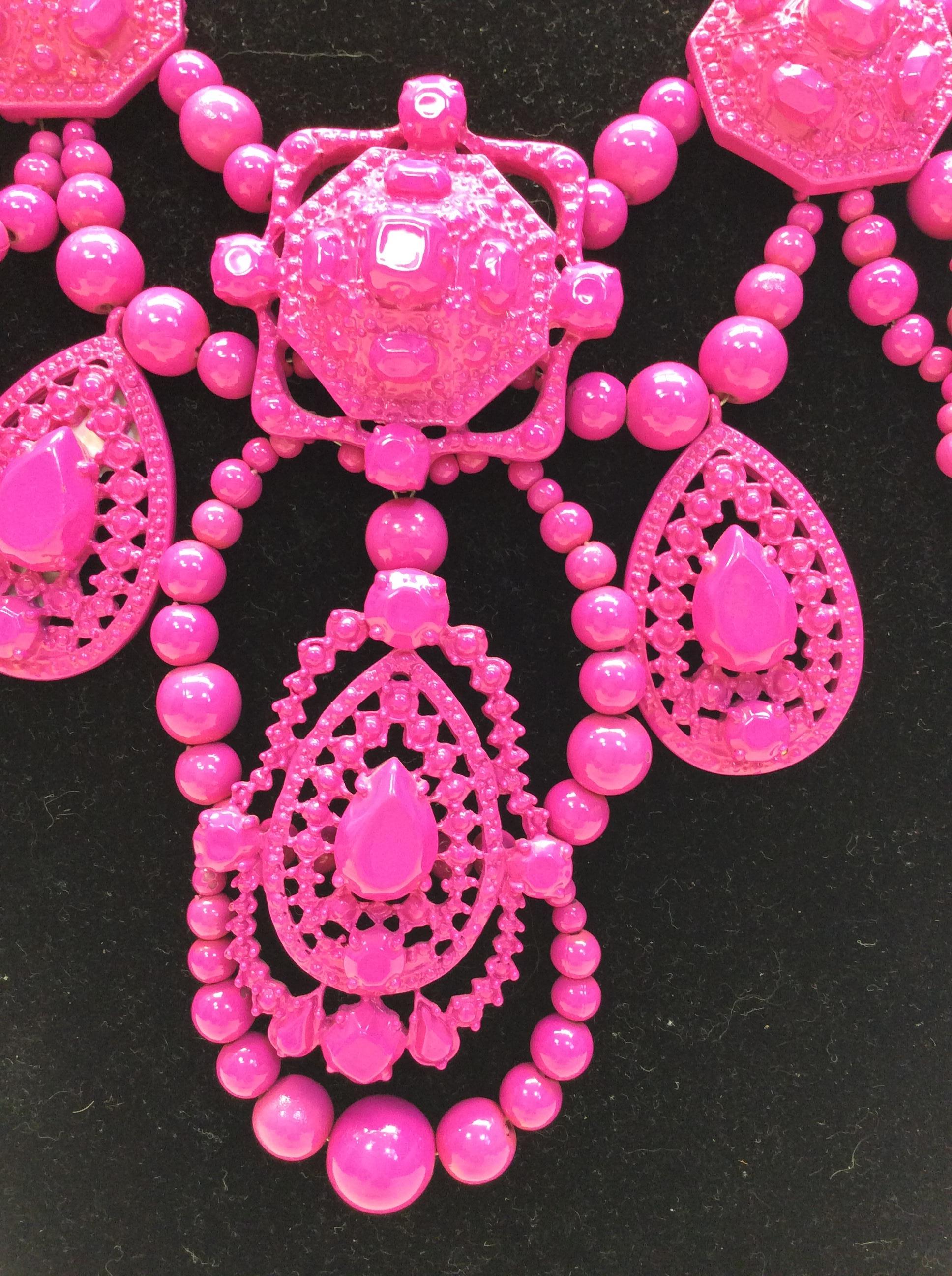 Women's Lanvin Pink Chandelier Beaded Necklace For Sale