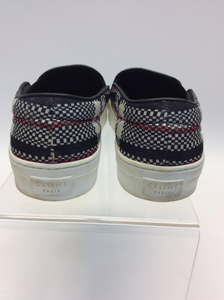 Celine Black, White, and Red Plaid Sneakers For Sale at 1stDibs