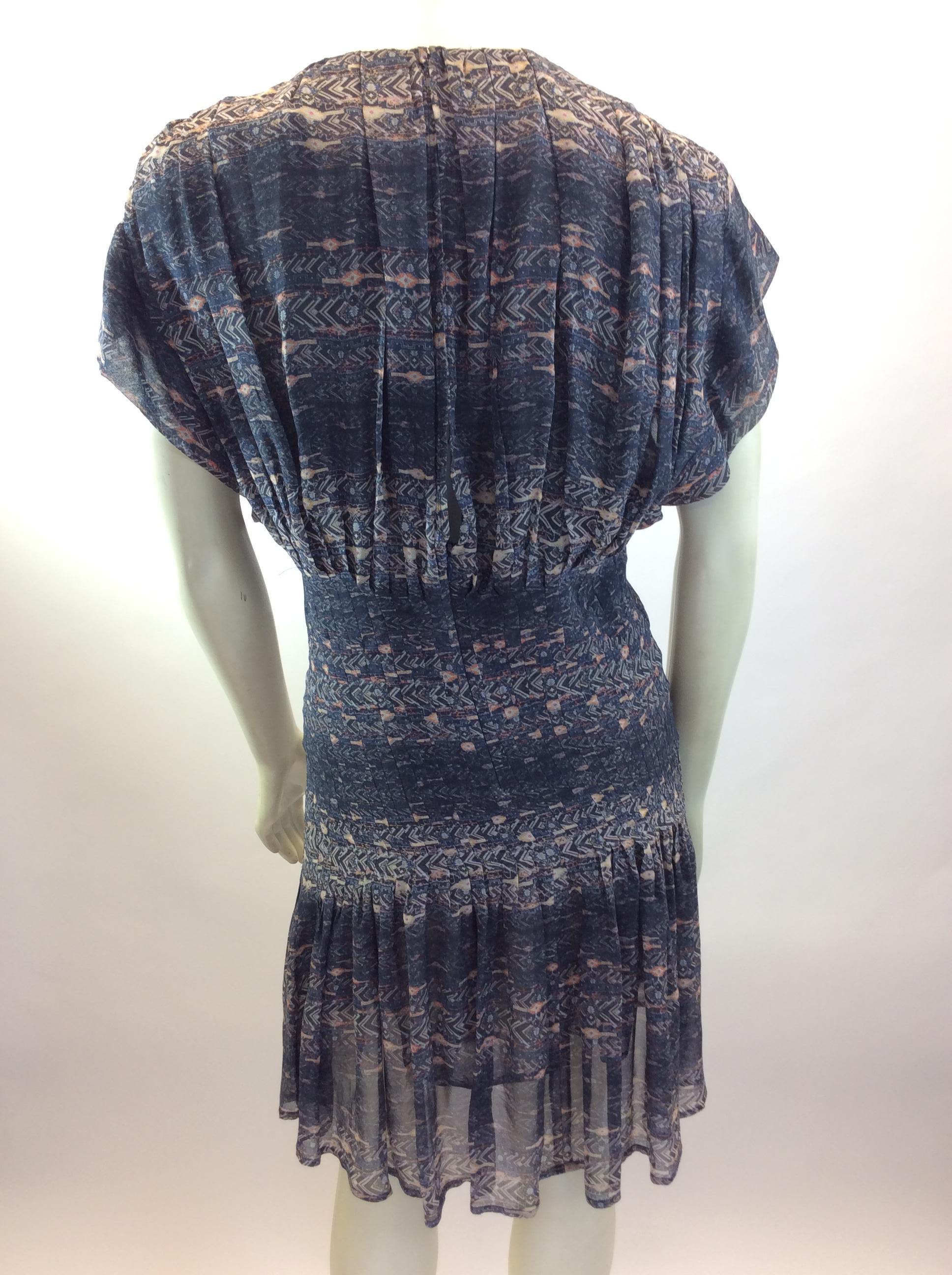 Black Isabel Marant Blue Print Silk Dress For Sale