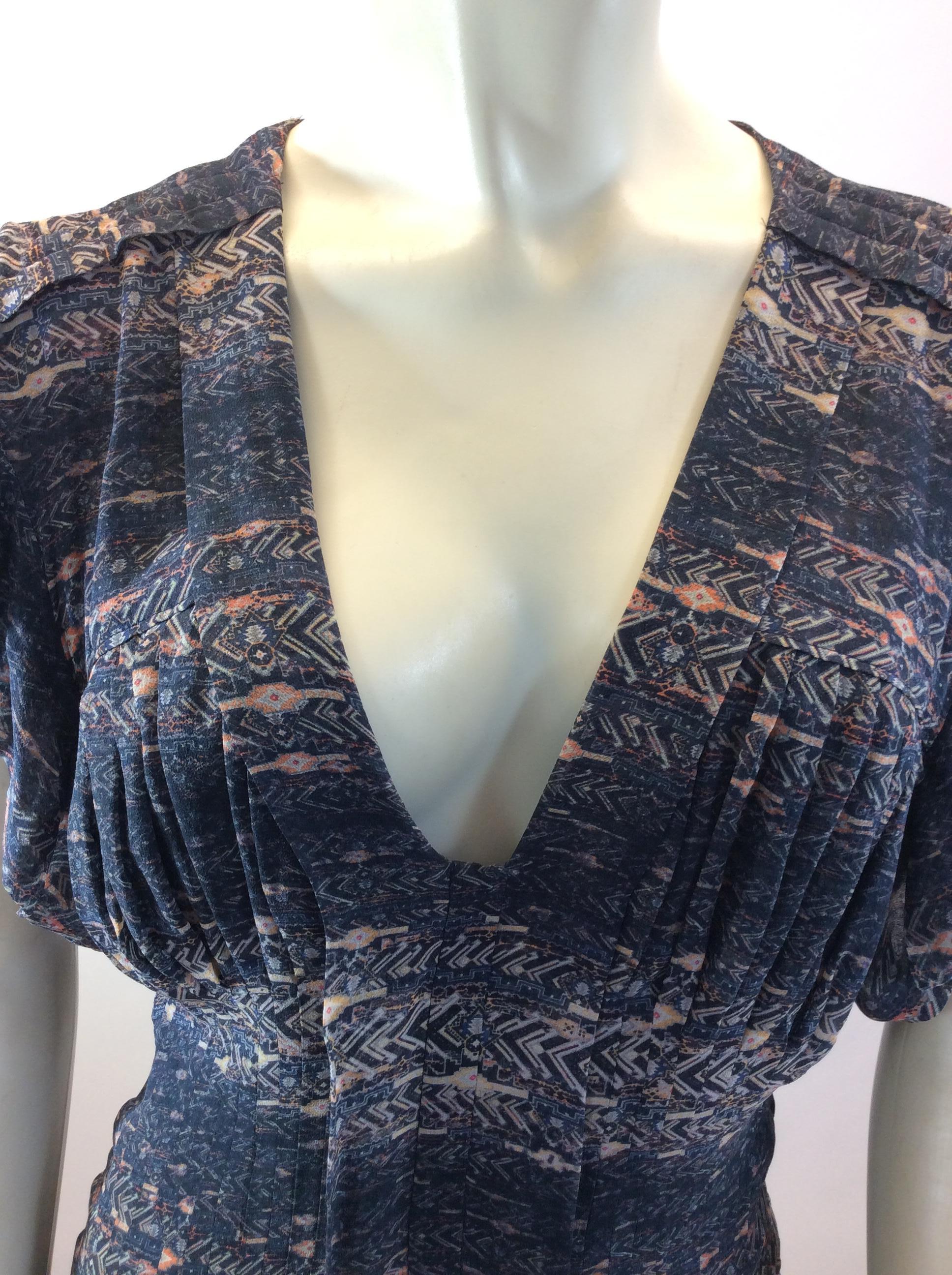 Women's Isabel Marant Blue Print Silk Dress For Sale