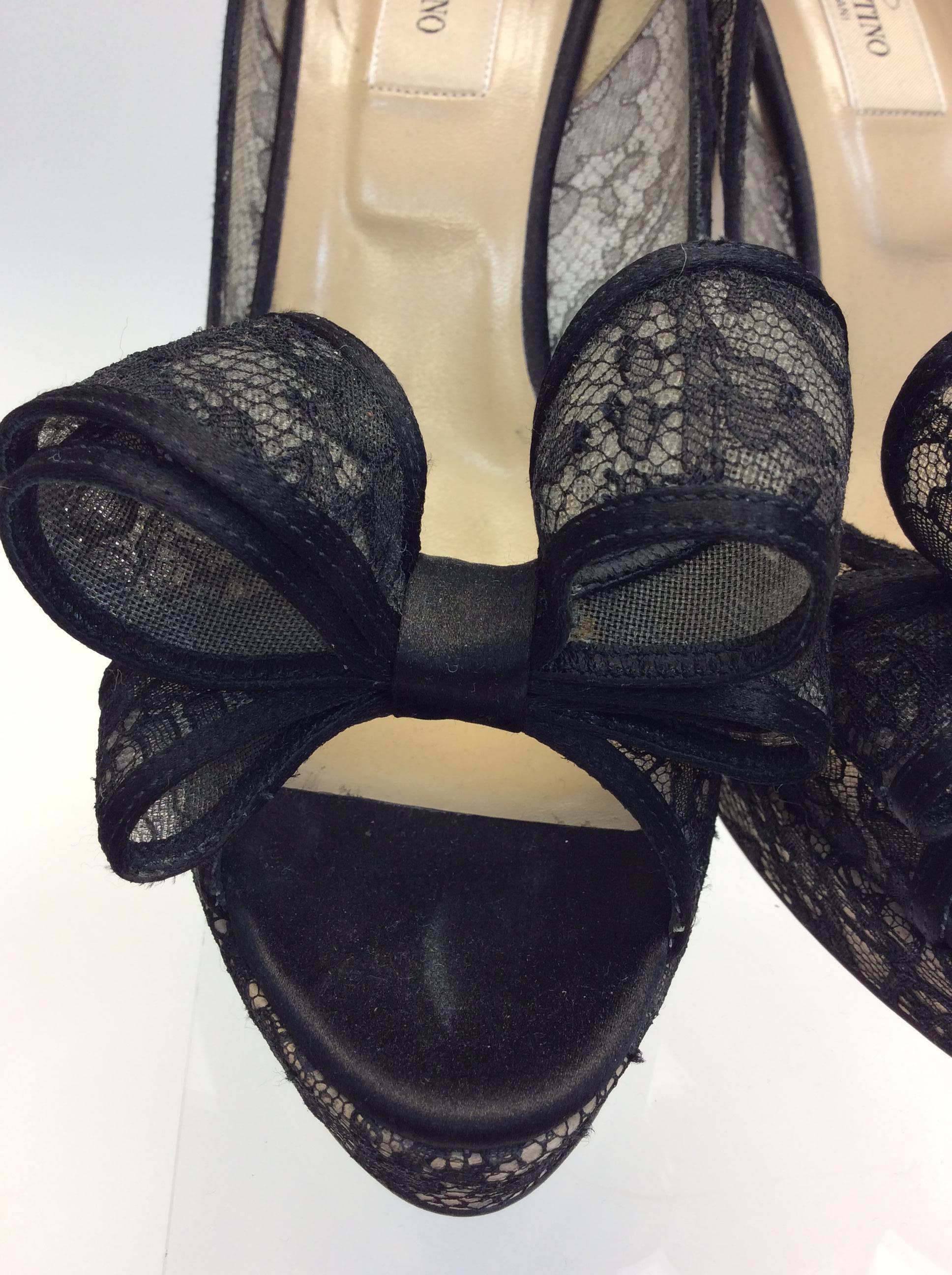 Valentino Black Lace Bow Heels For Sale 1