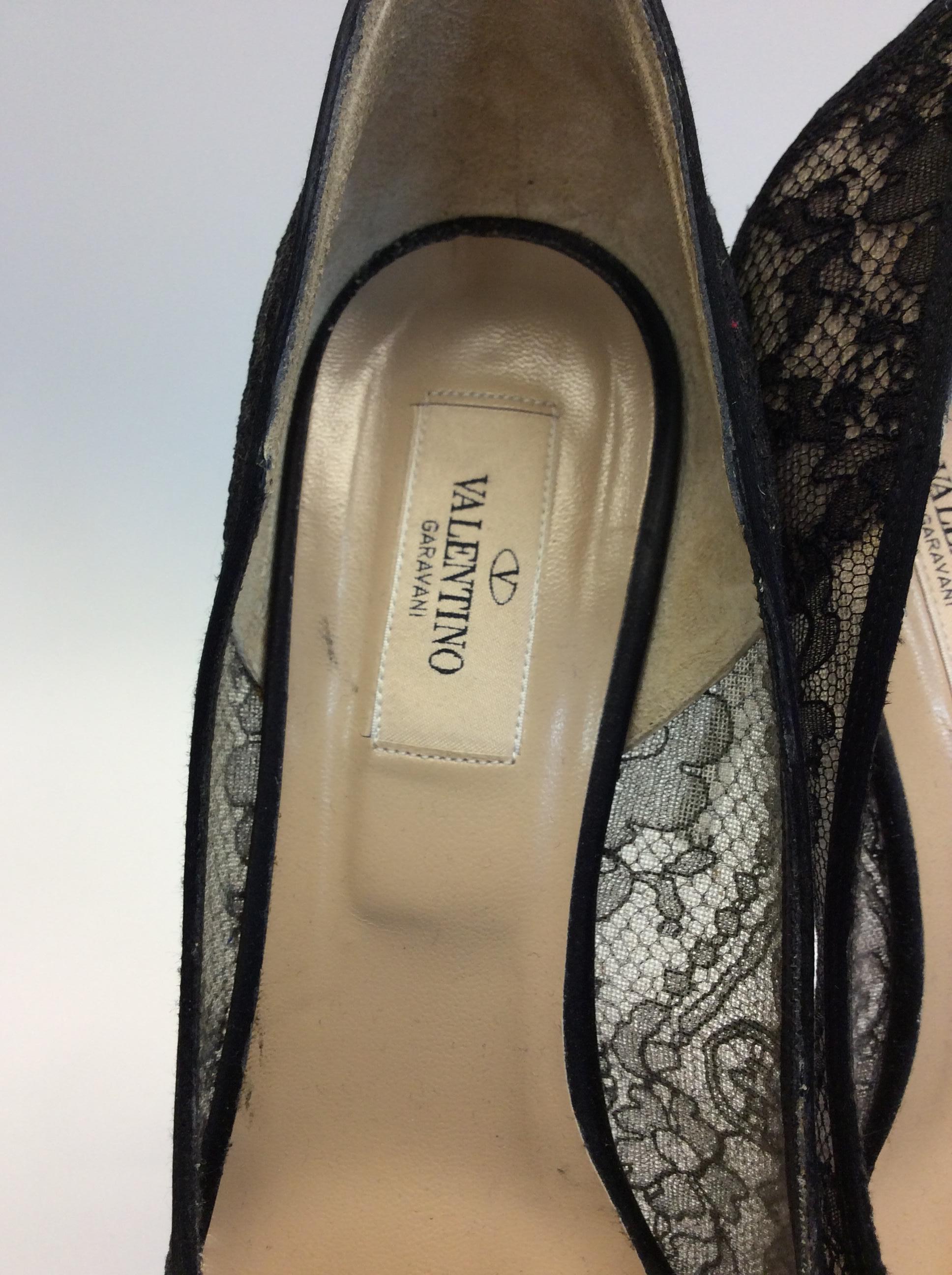 Valentino Black Lace Bow Heels For Sale 2