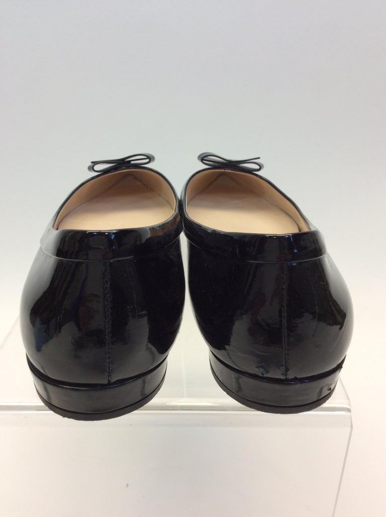 Prada Black Patent Leather Flats For Sale at 1stDibs