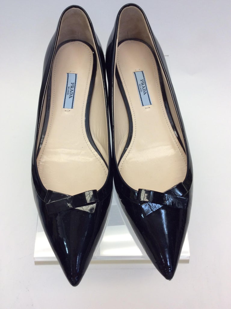 Prada Black Patent Leather Flats For Sale at 1stDibs