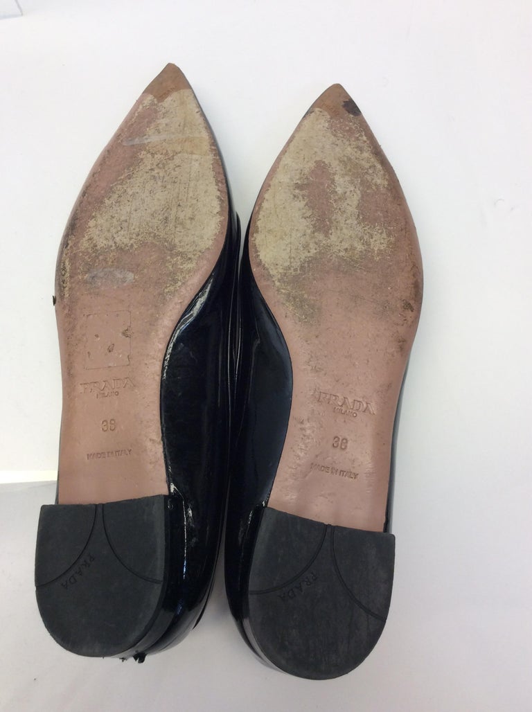 Prada Black Patent Leather Flats For Sale at 1stDibs