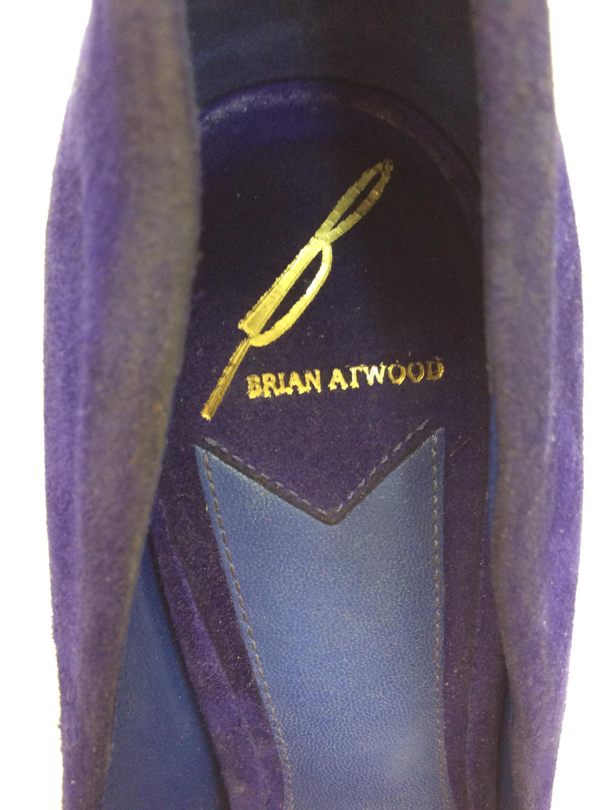 Brian Atwood Multi-Colored Suede Heels For Sale 3