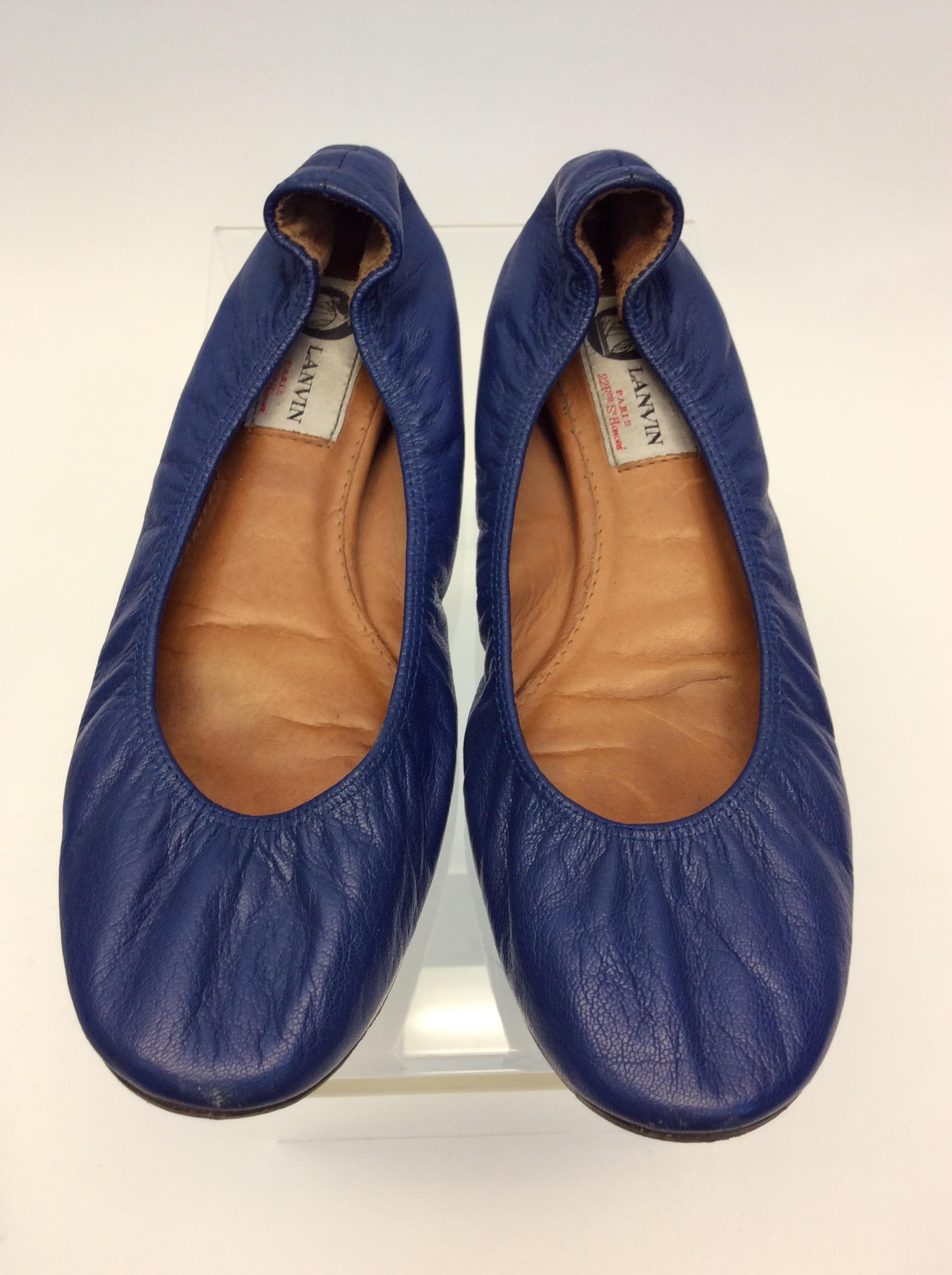 Women's Lanvin Blue Leather Flats For Sale