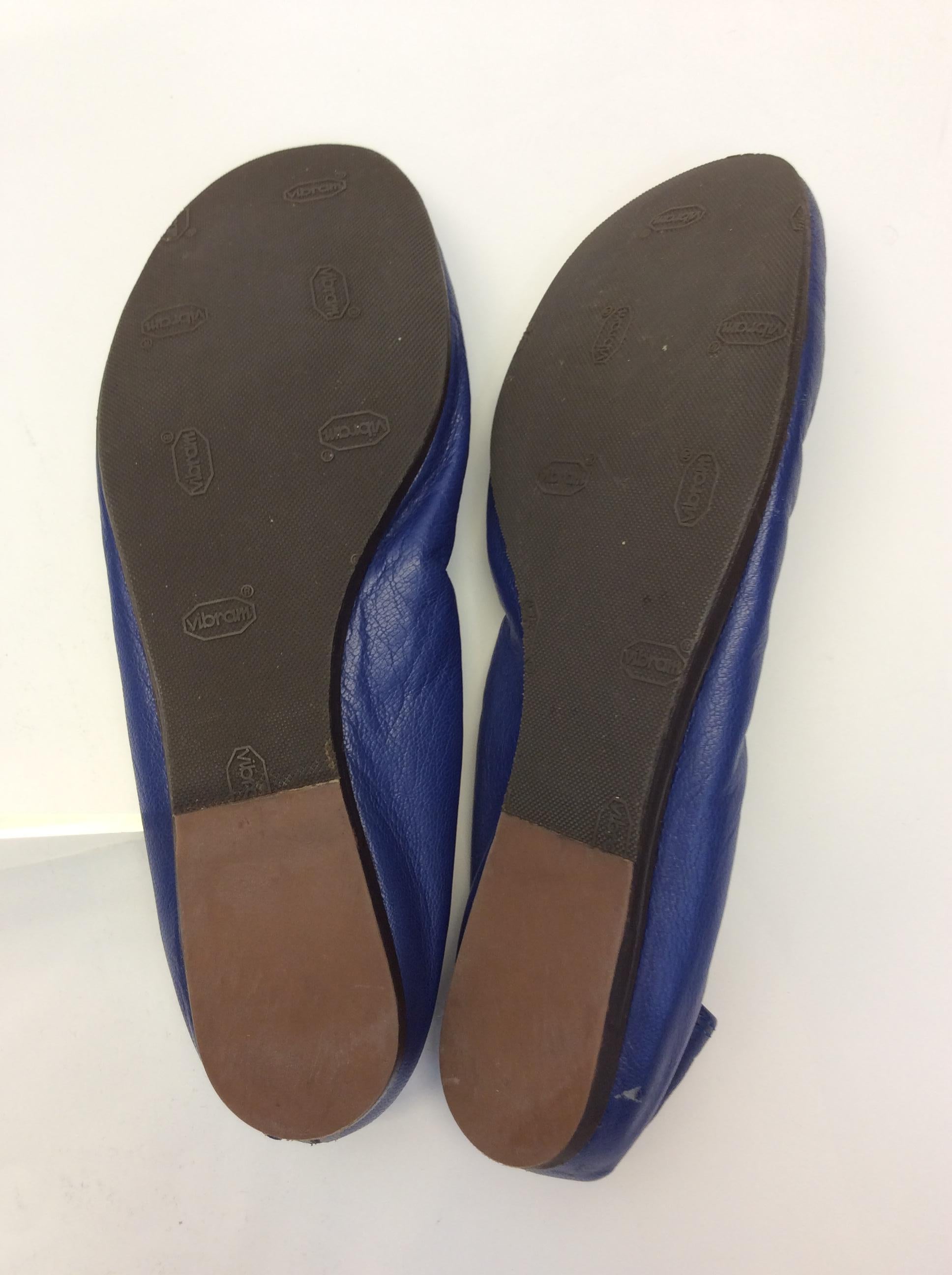 Lanvin Blue Leather Flats For Sale 2