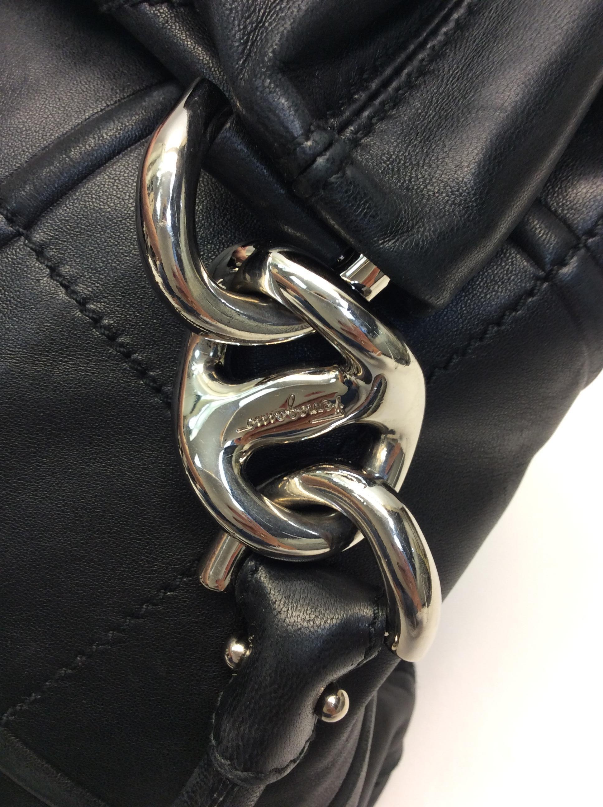 Salvatore Ferragamo Black Leather Bucket Bag For Sale 3