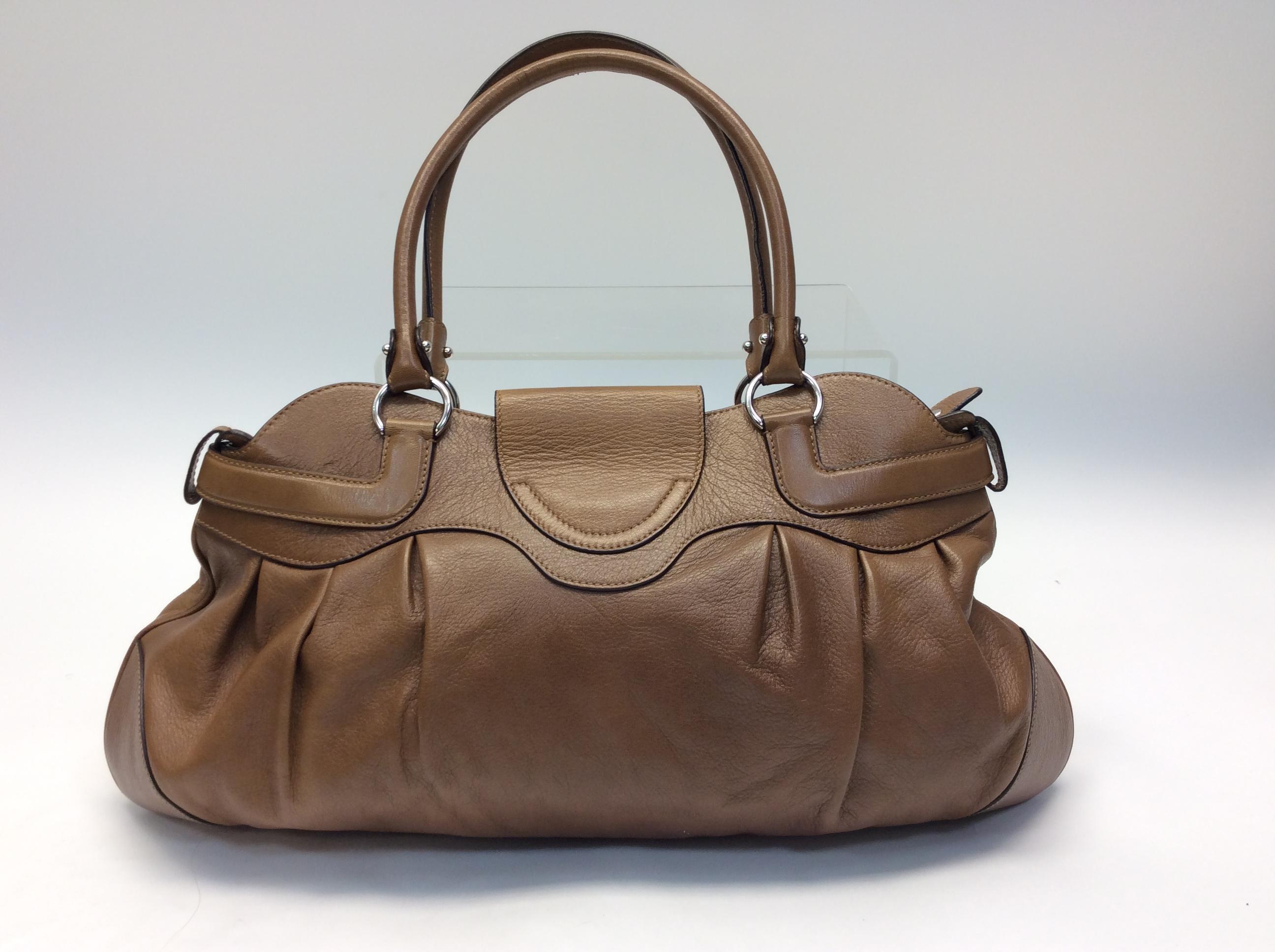 Salvatore Ferragamo Brown Leather Shoulder Bag In Excellent Condition For Sale In Narberth, PA