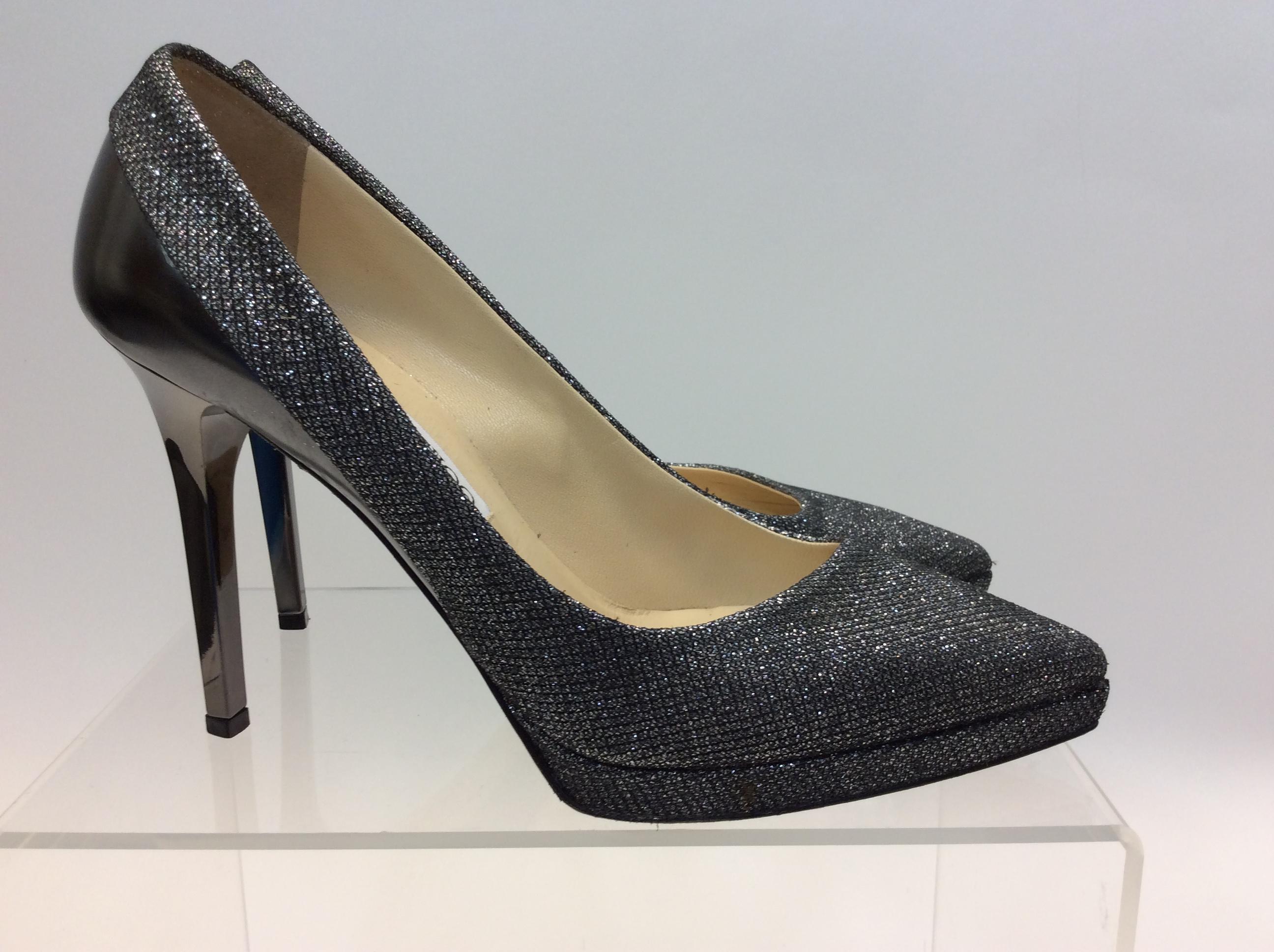 Black Jimmy Choo Silver Metallic Pump For Sale