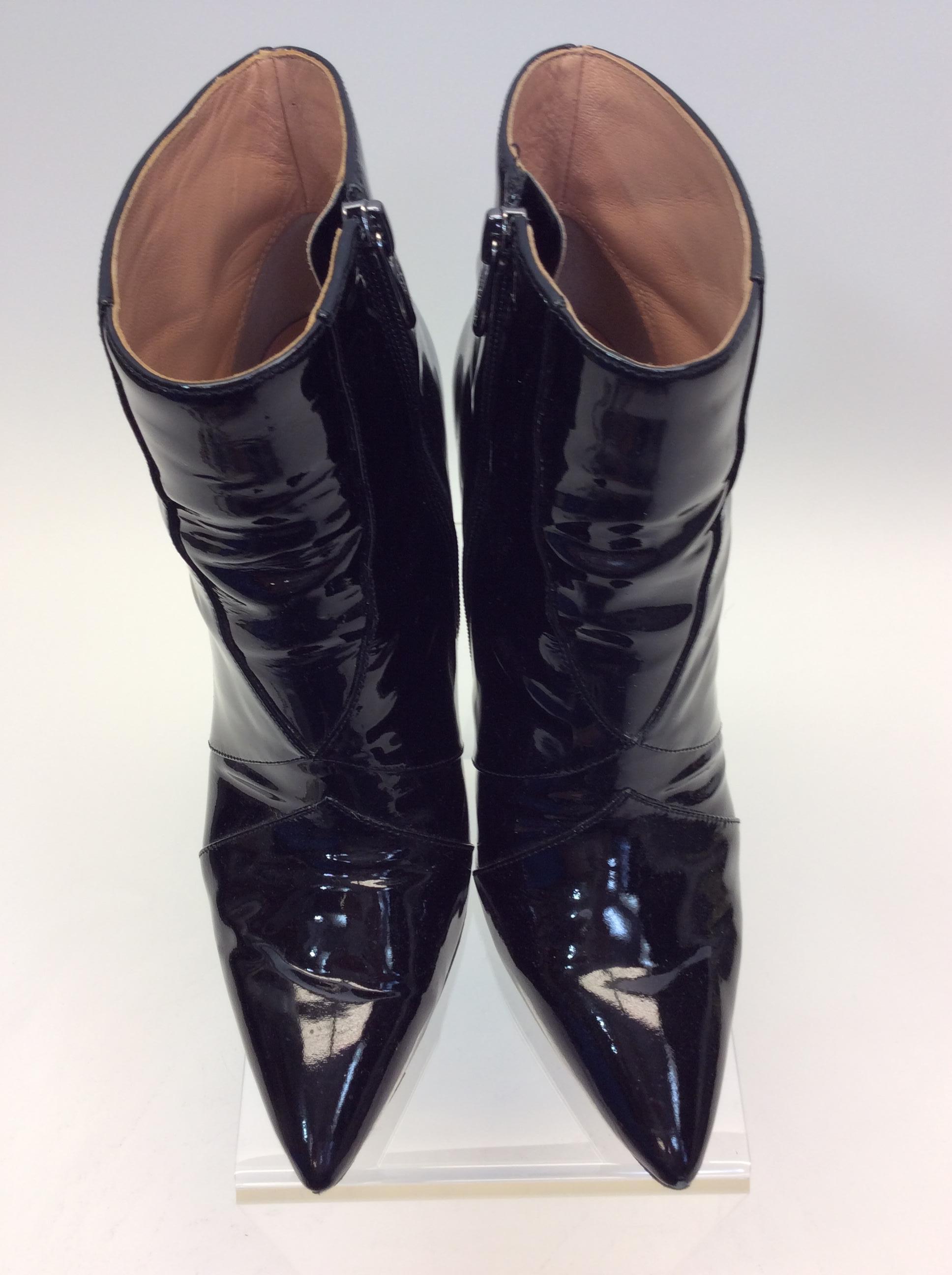 Sigerson Morrison Patent Leather Black Ankle Boot For Sale 1