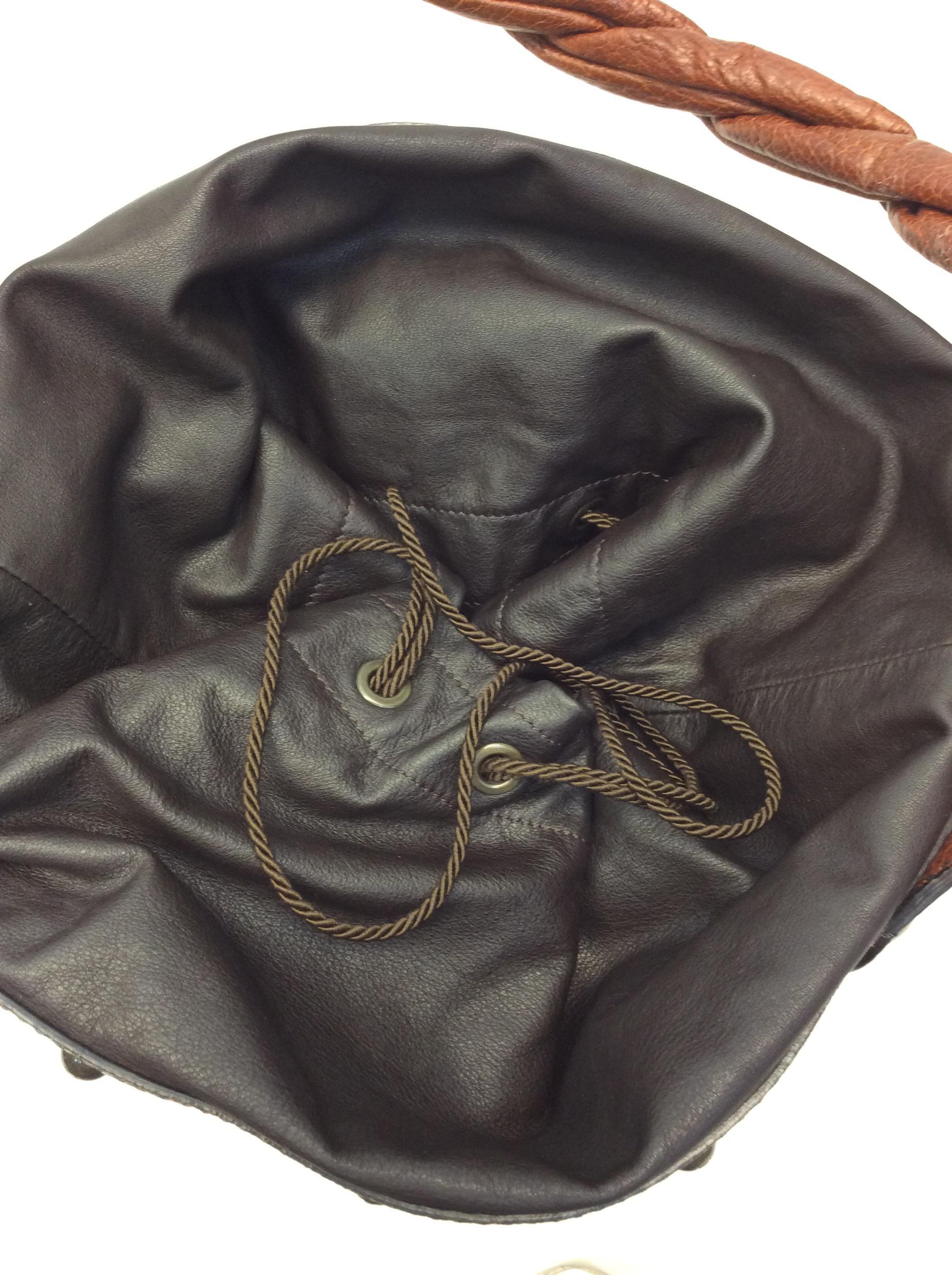 Fendi Monogram Brown Drawstring Bucket Bag For Sale 2