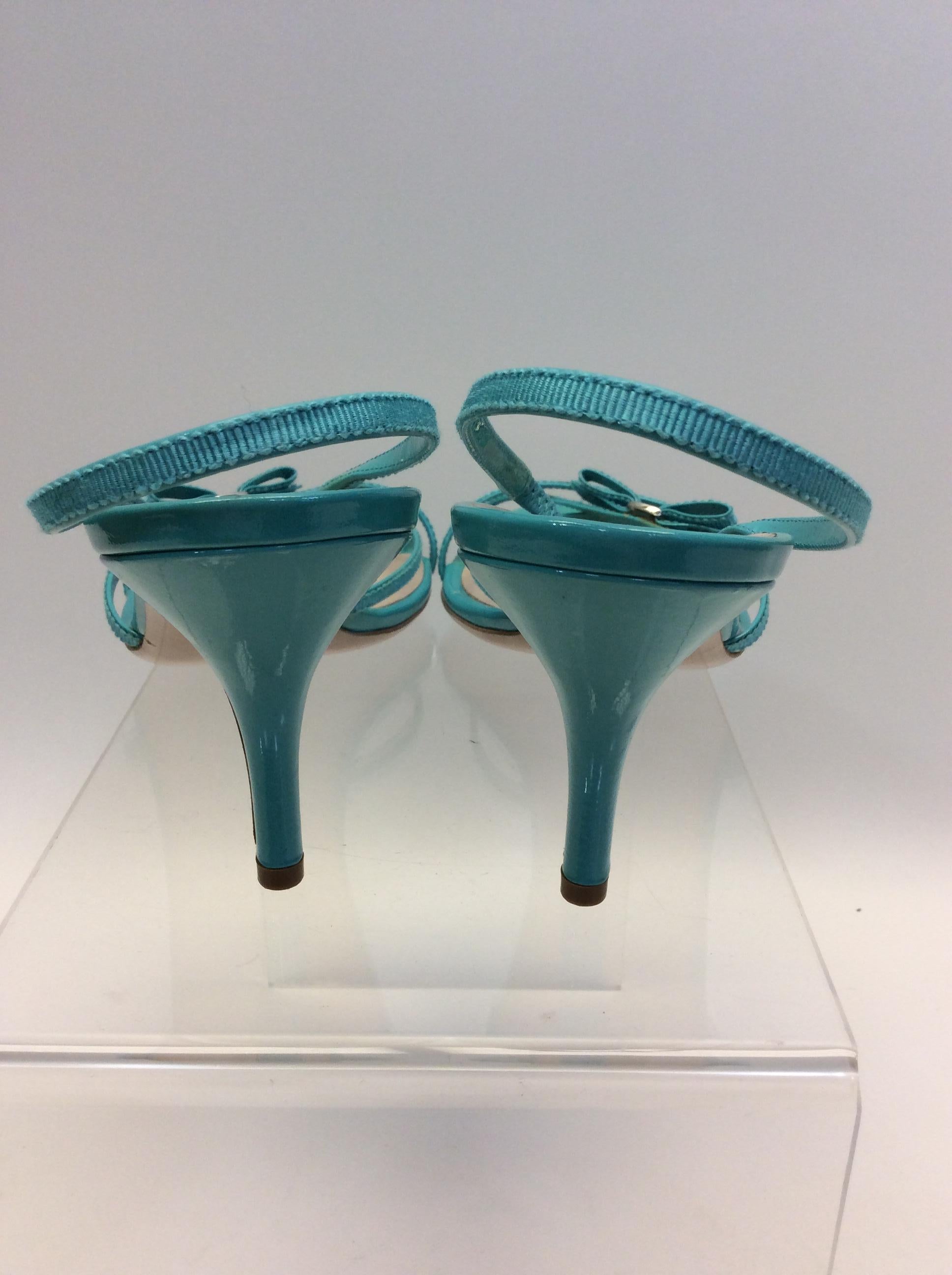 Blue Salvatore Ferragamo Turquoise Strappy Sandal For Sale