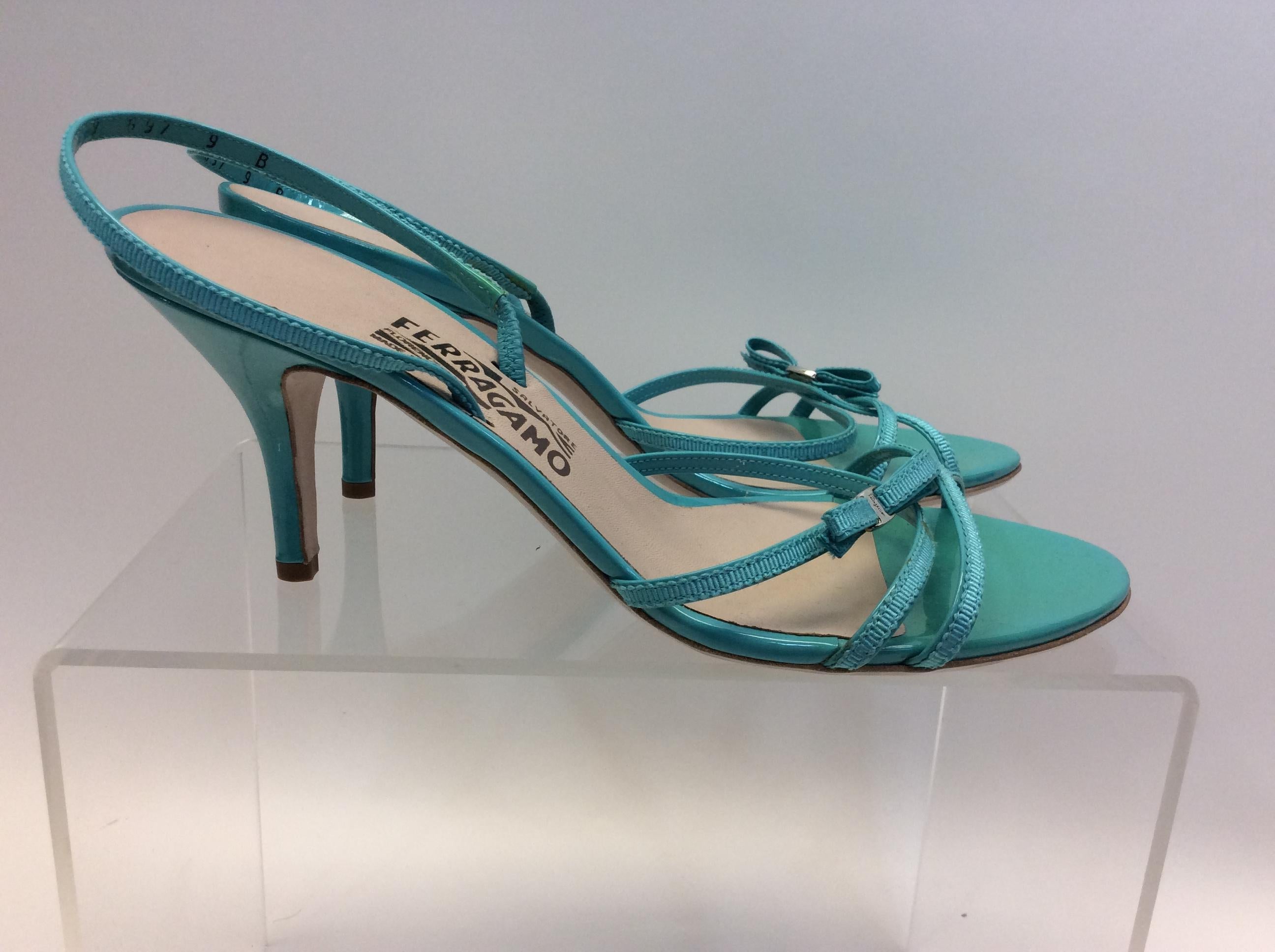 Salvatore Ferragamo Turquoise Strappy Sandal In Excellent Condition For Sale In Narberth, PA