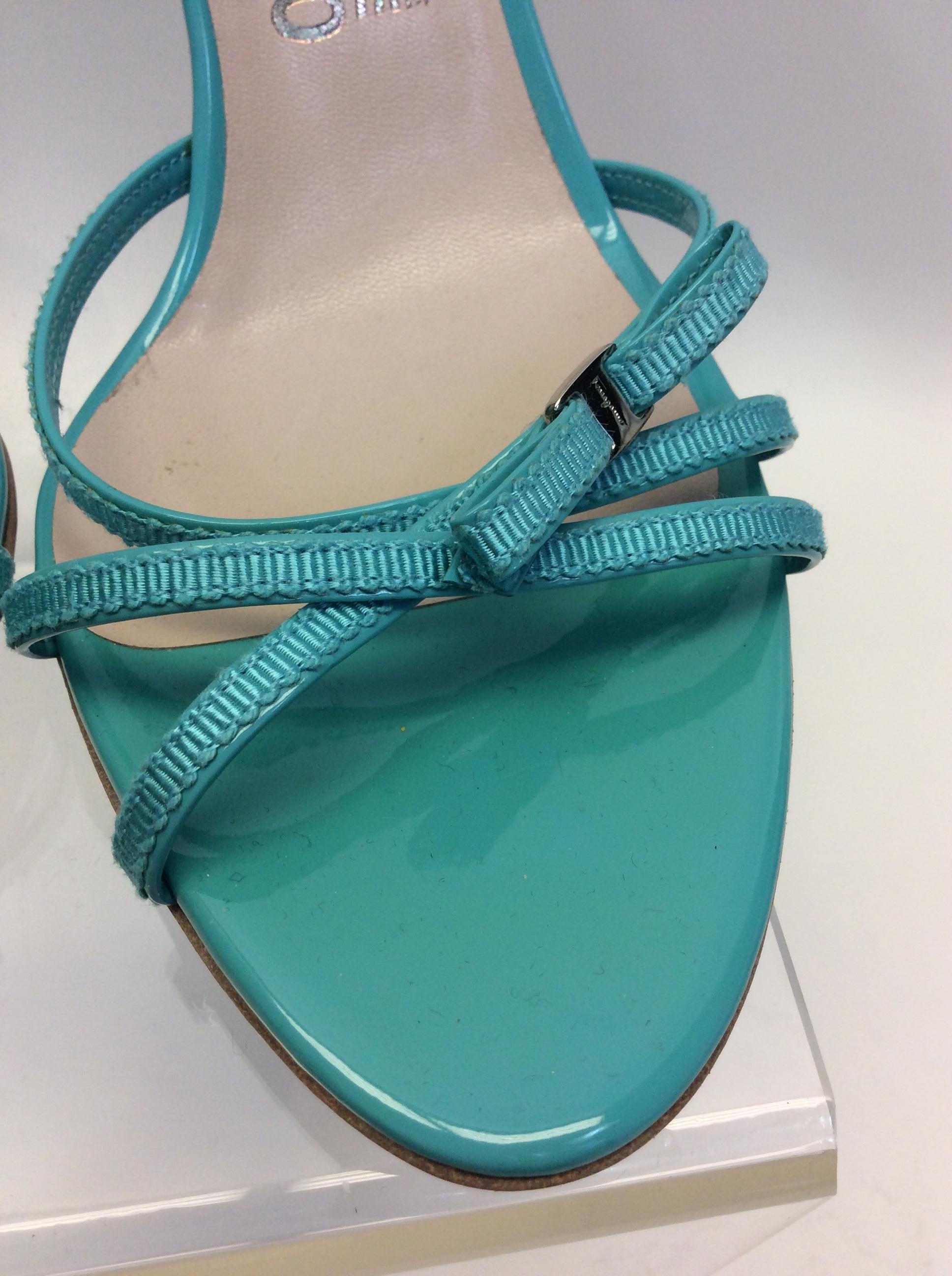 Women's Salvatore Ferragamo Turquoise Strappy Sandal For Sale