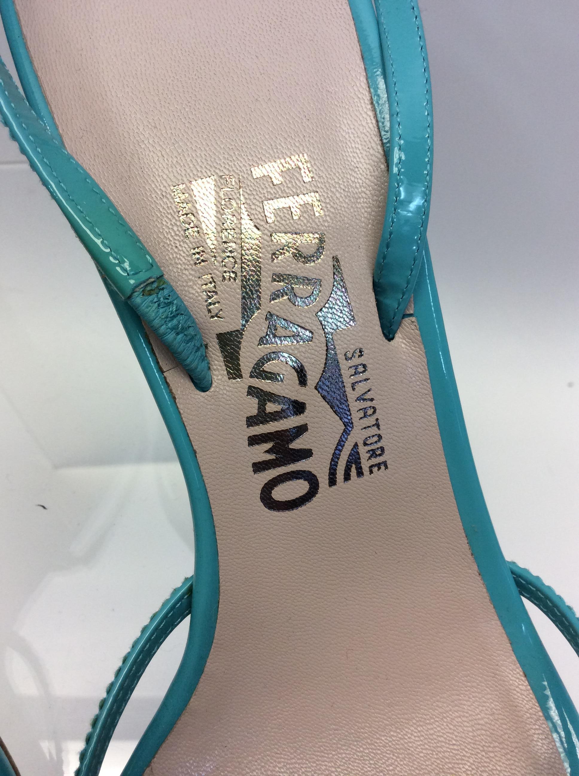 Salvatore Ferragamo Turquoise Strappy Sandal For Sale 2