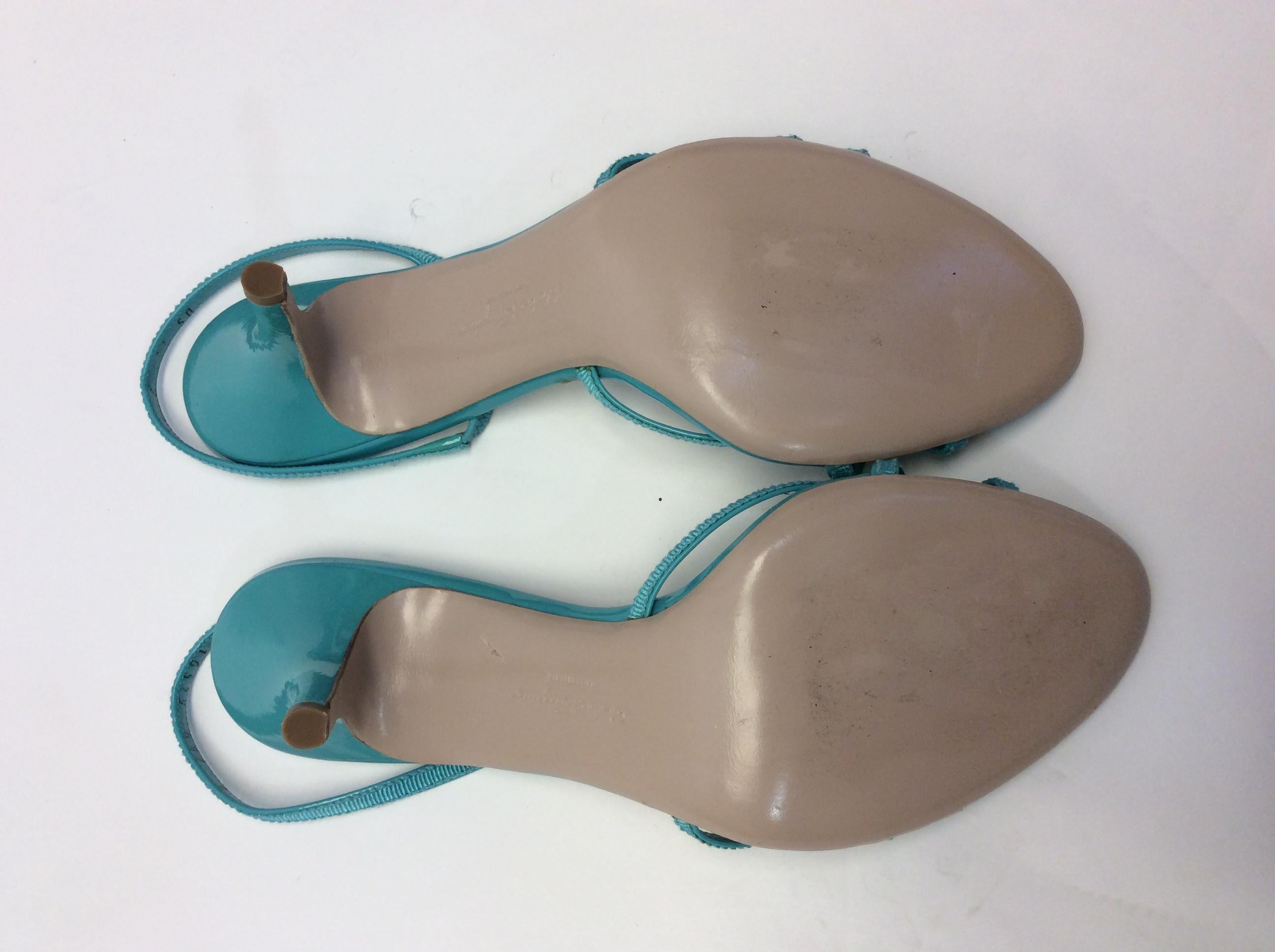 Salvatore Ferragamo Turquoise Strappy Sandal For Sale 3
