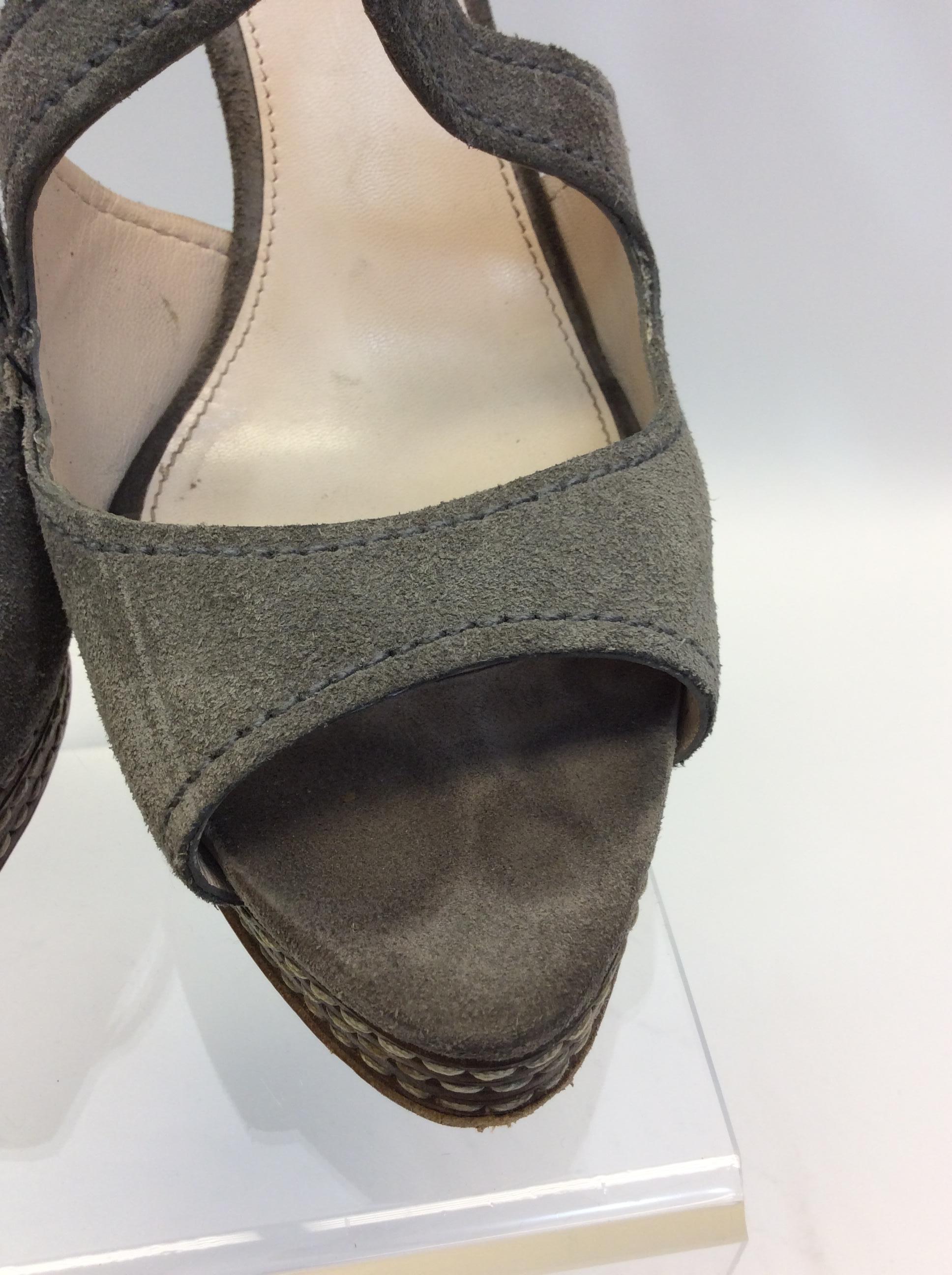 Prada Taupe Suede Heels For Sale 1