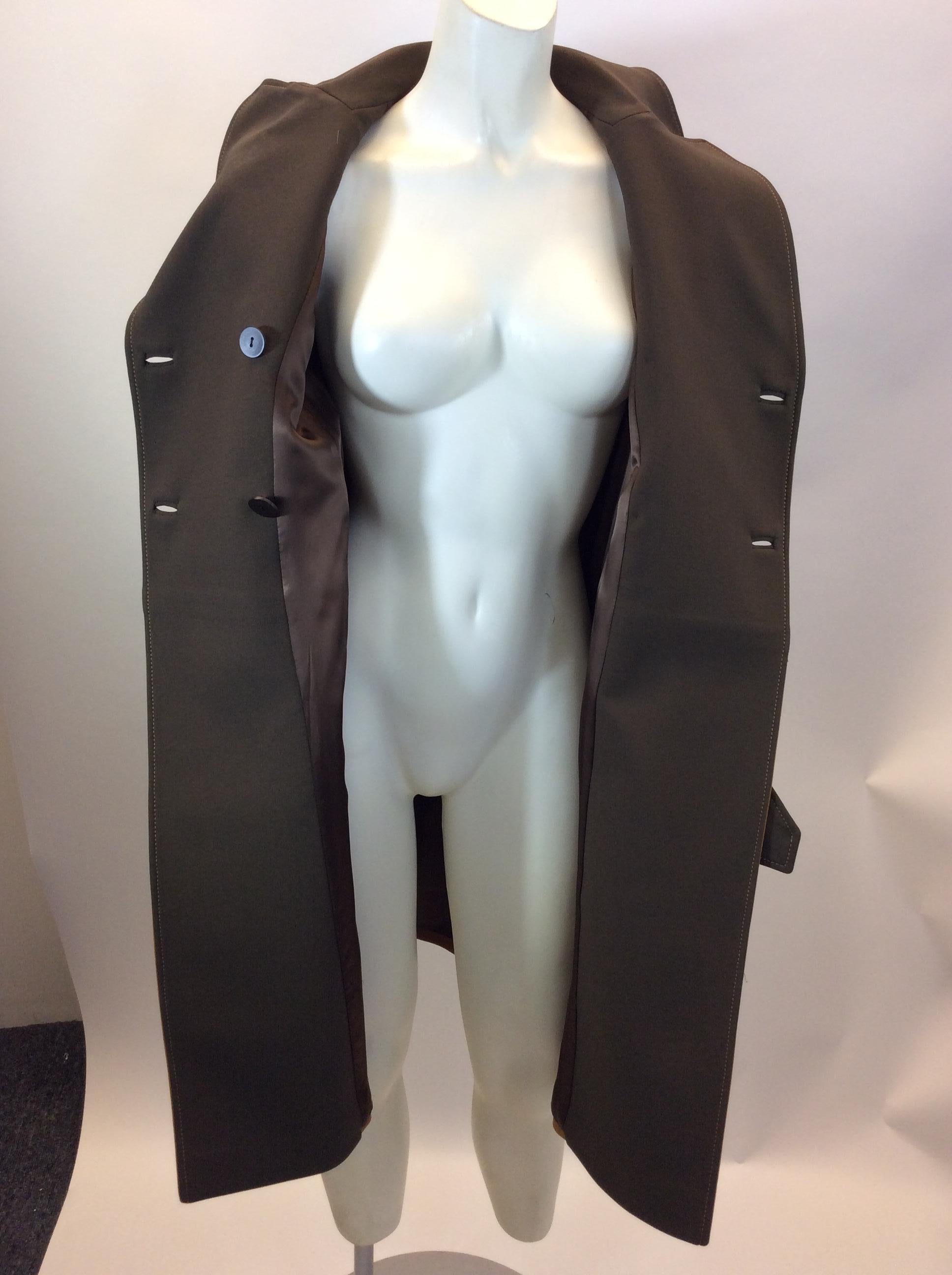 Prada Tan and Brown Belted Coat For Sale 4