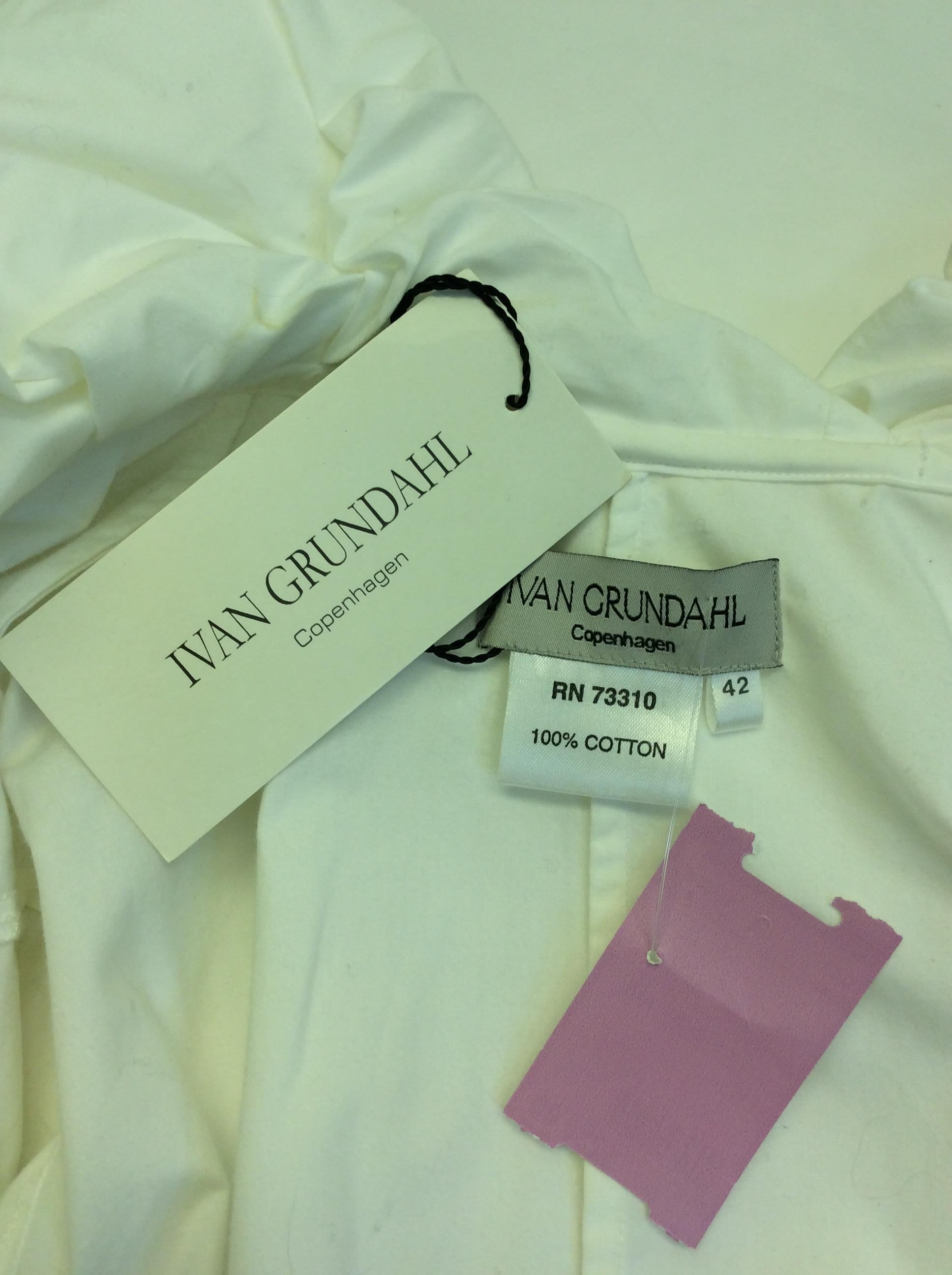 Ivan Grundahl White Ruffle Wrap Shirt For Sale 2