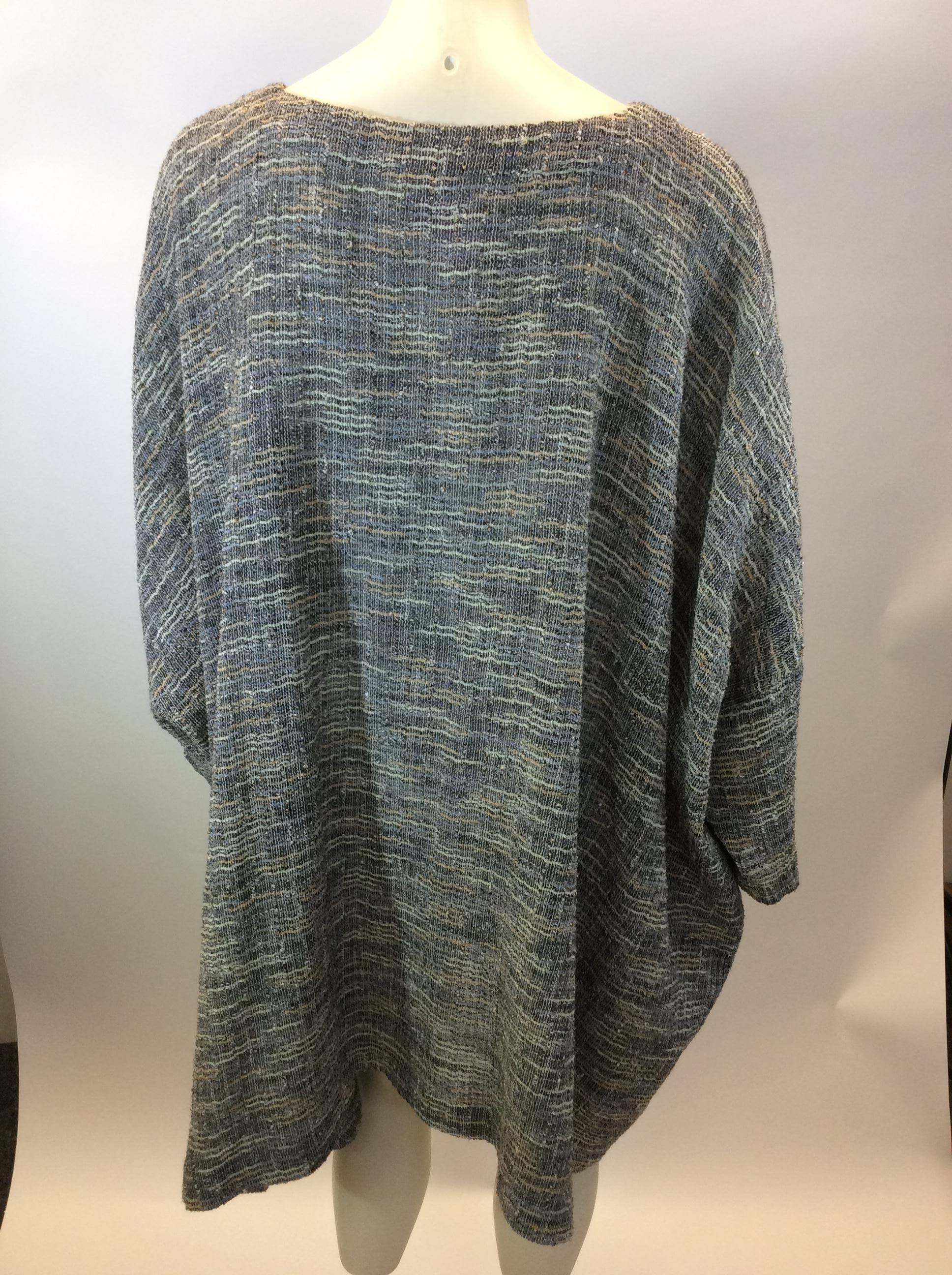Gray Eskandar Tweed Multi-Color Poncho For Sale
