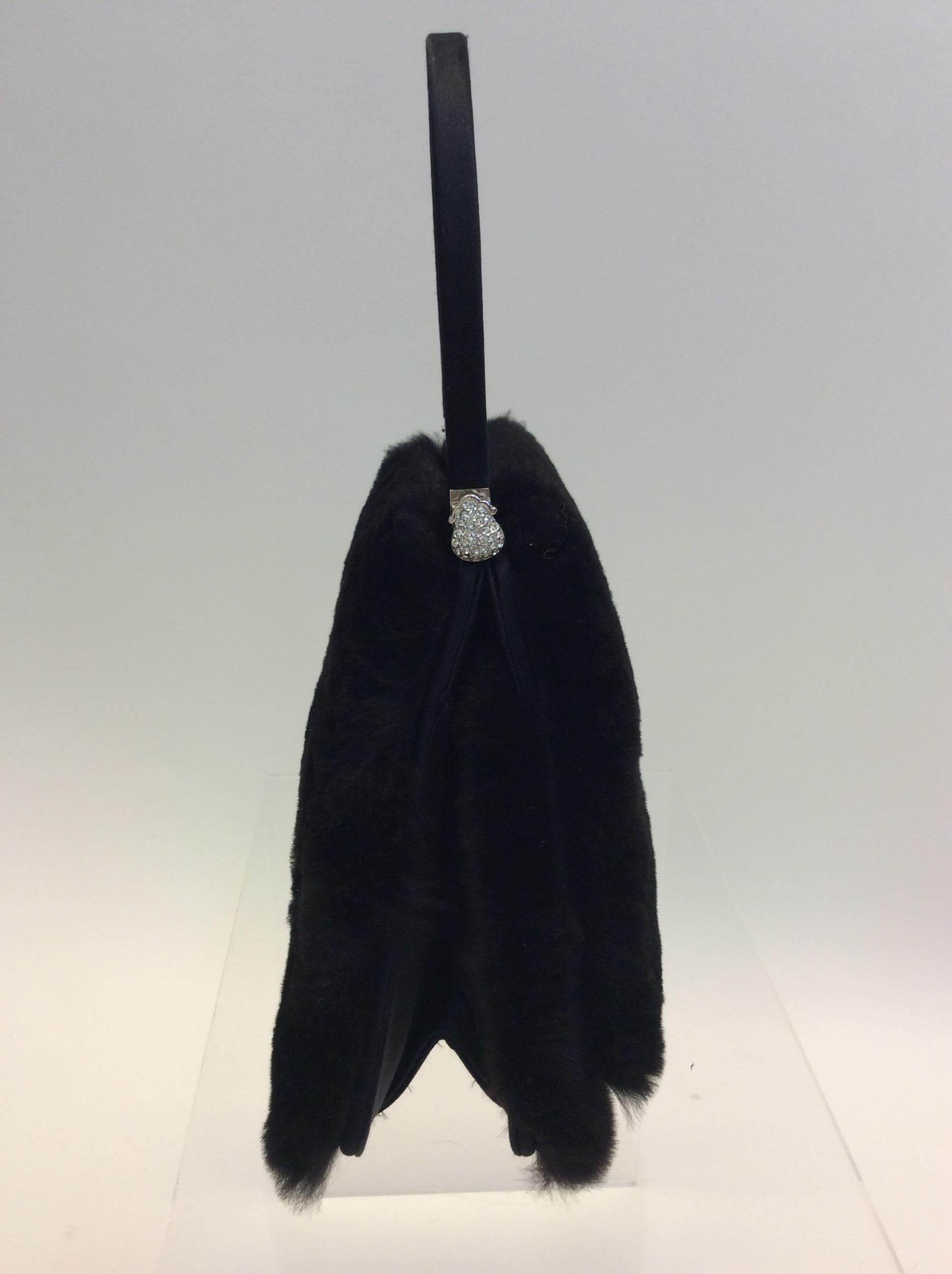 Judith Leiber Black Mink Handbag In Excellent Condition For Sale In Narberth, PA