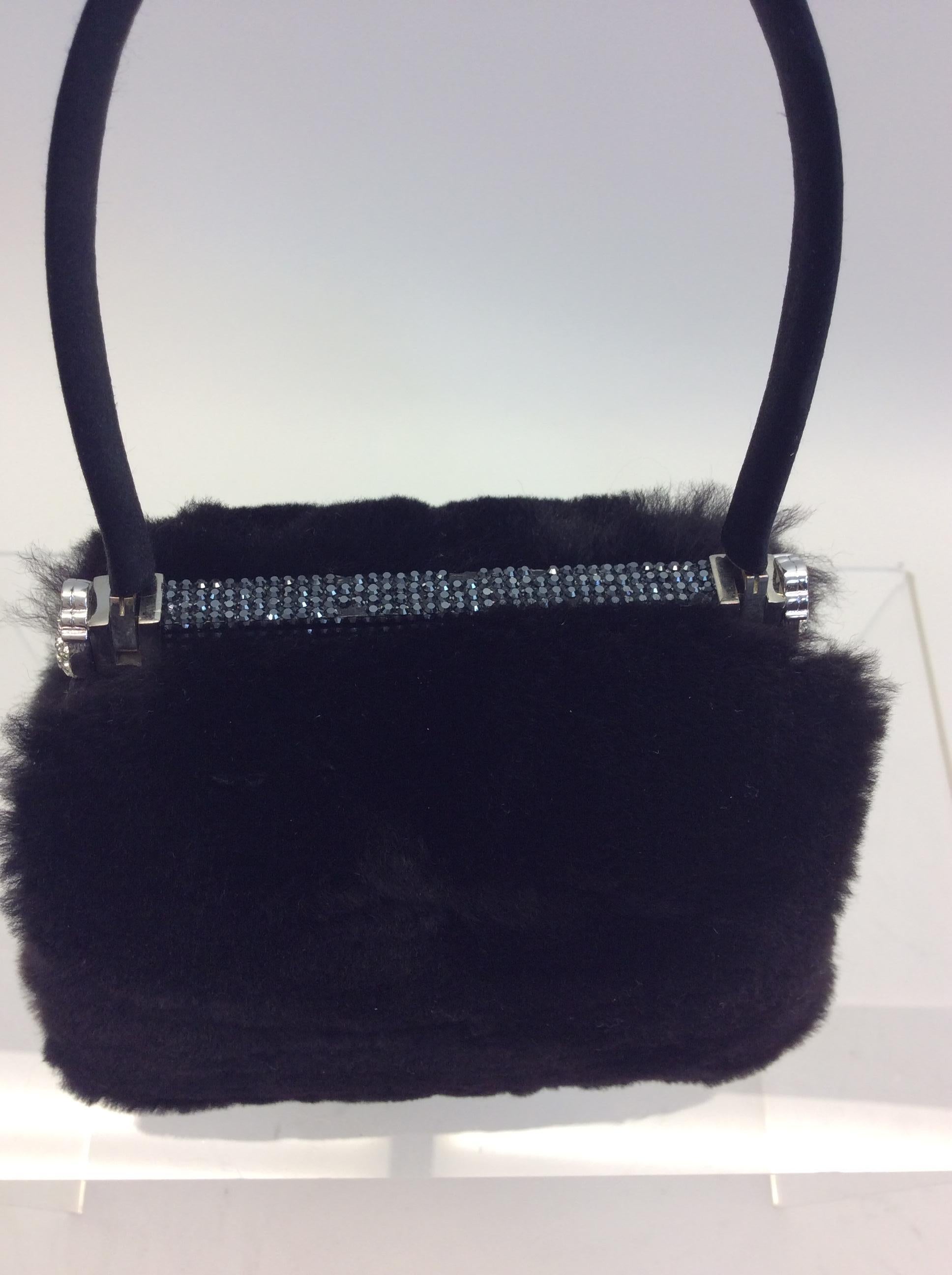 Women's Judith Leiber Black Mink Handbag For Sale