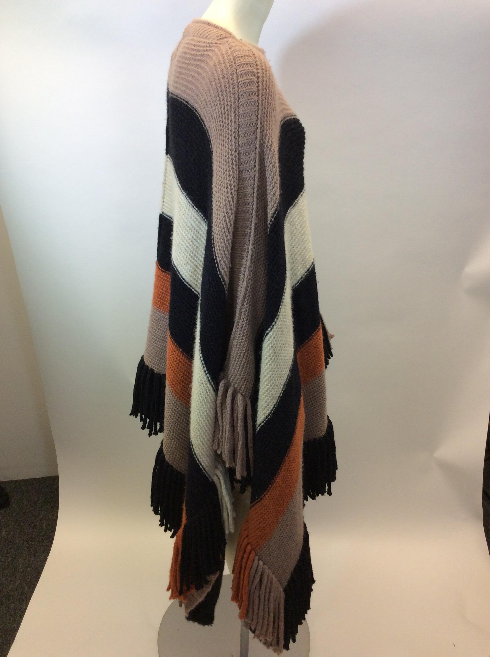 Sonia Rykiel Stripe Wool Cape In Excellent Condition For Sale In Narberth, PA
