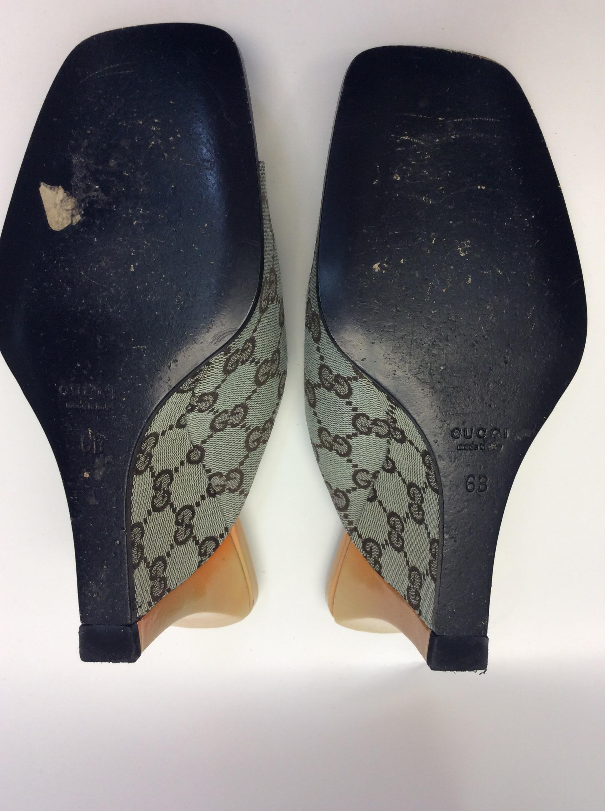 Gucci Tan Monogram Slip On Wedge For Sale 3