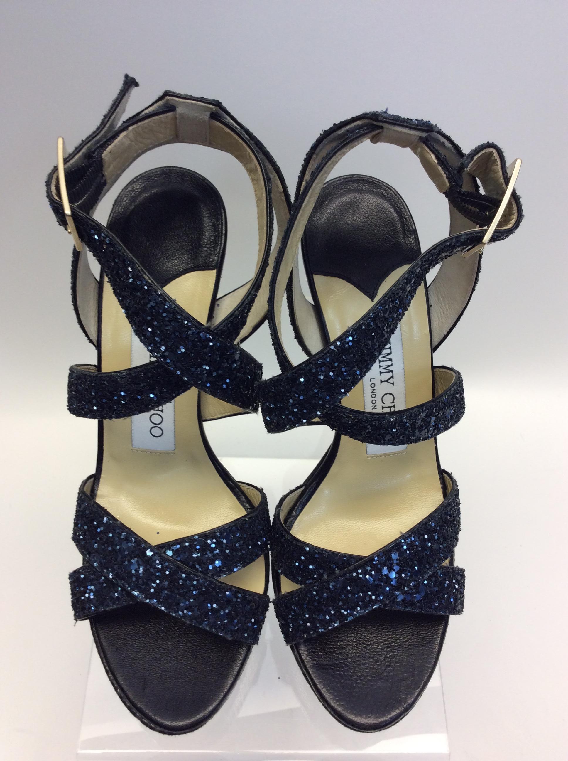 Jimmy Choo Blue Beaded Strappy Sandal For Sale 1