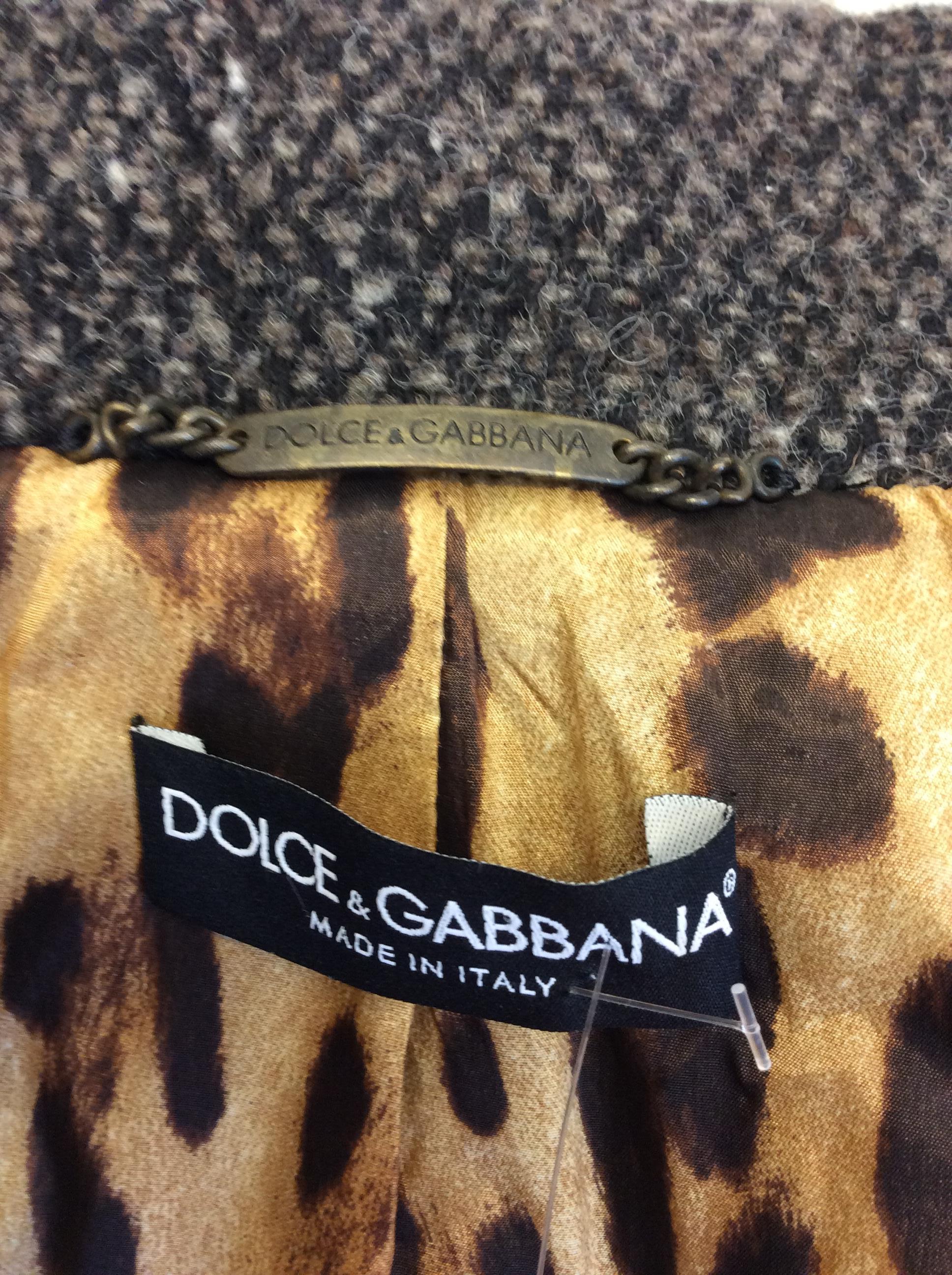 Dolce & Gabbana Grey Tweed Wool Jacket For Sale 3