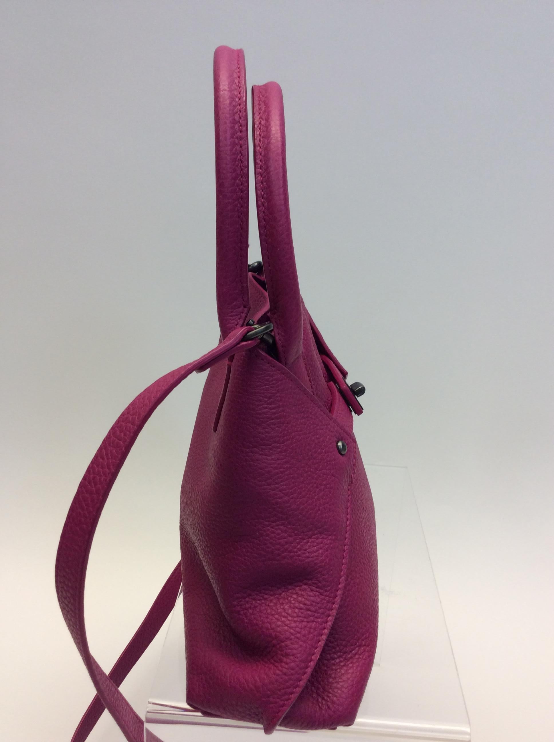 Brown Akris Fuchsia Leather Micro-Messenger Bag  For Sale