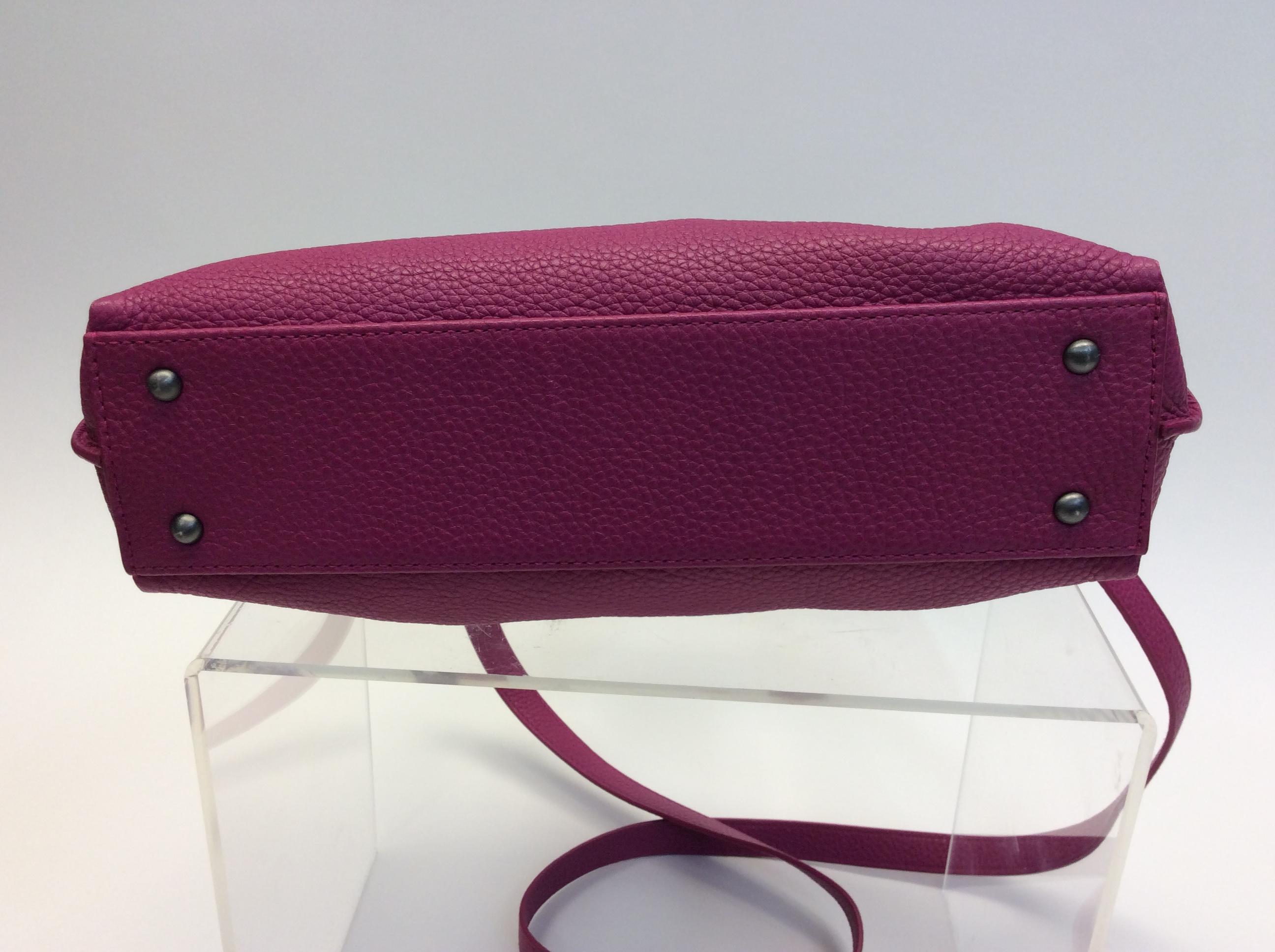 Akris Fuchsia Leather Micro-Messenger Bag  In Excellent Condition For Sale In Narberth, PA