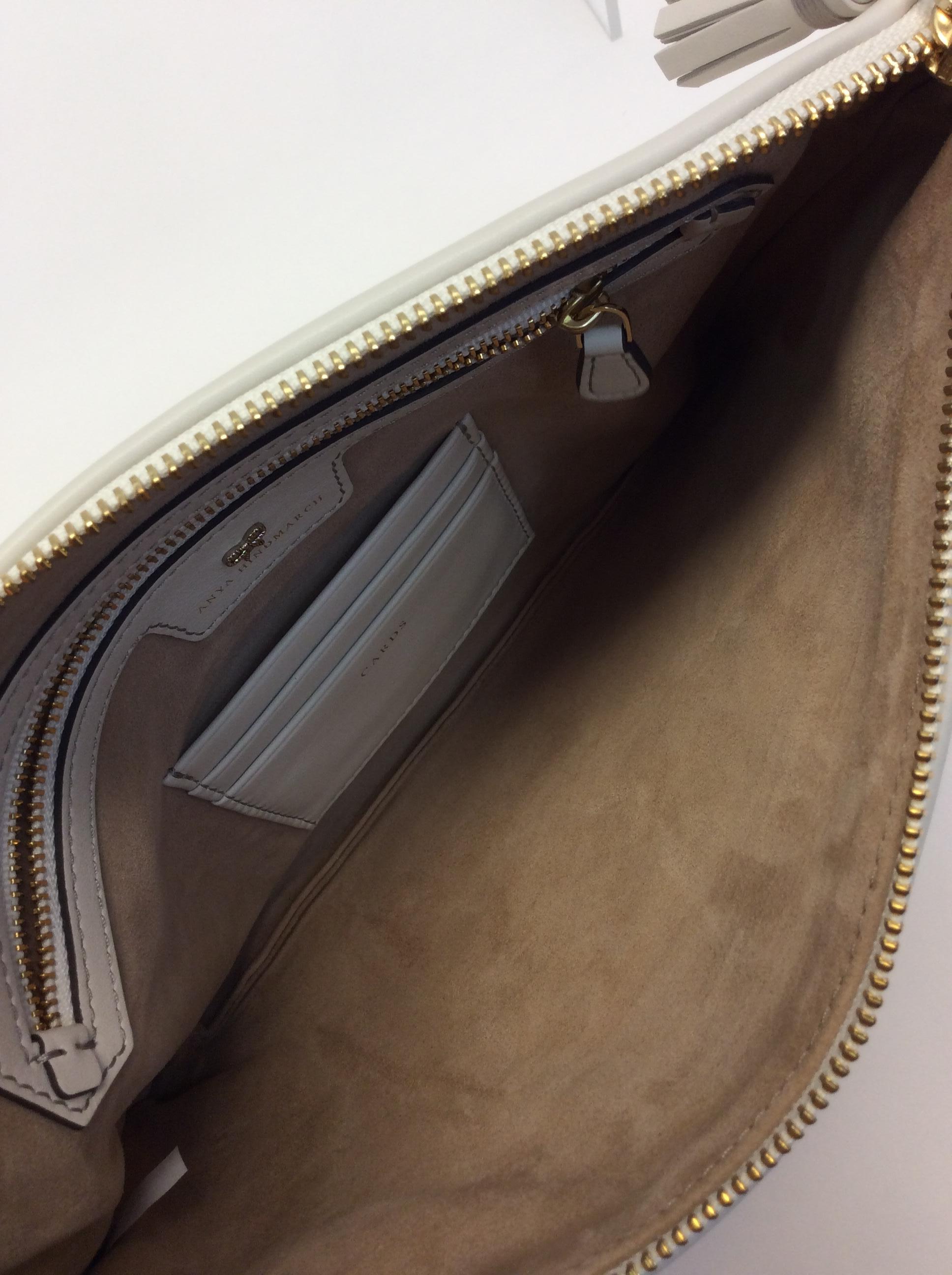 Anya Hindmarch White Leather Sticker Clutch For Sale 2