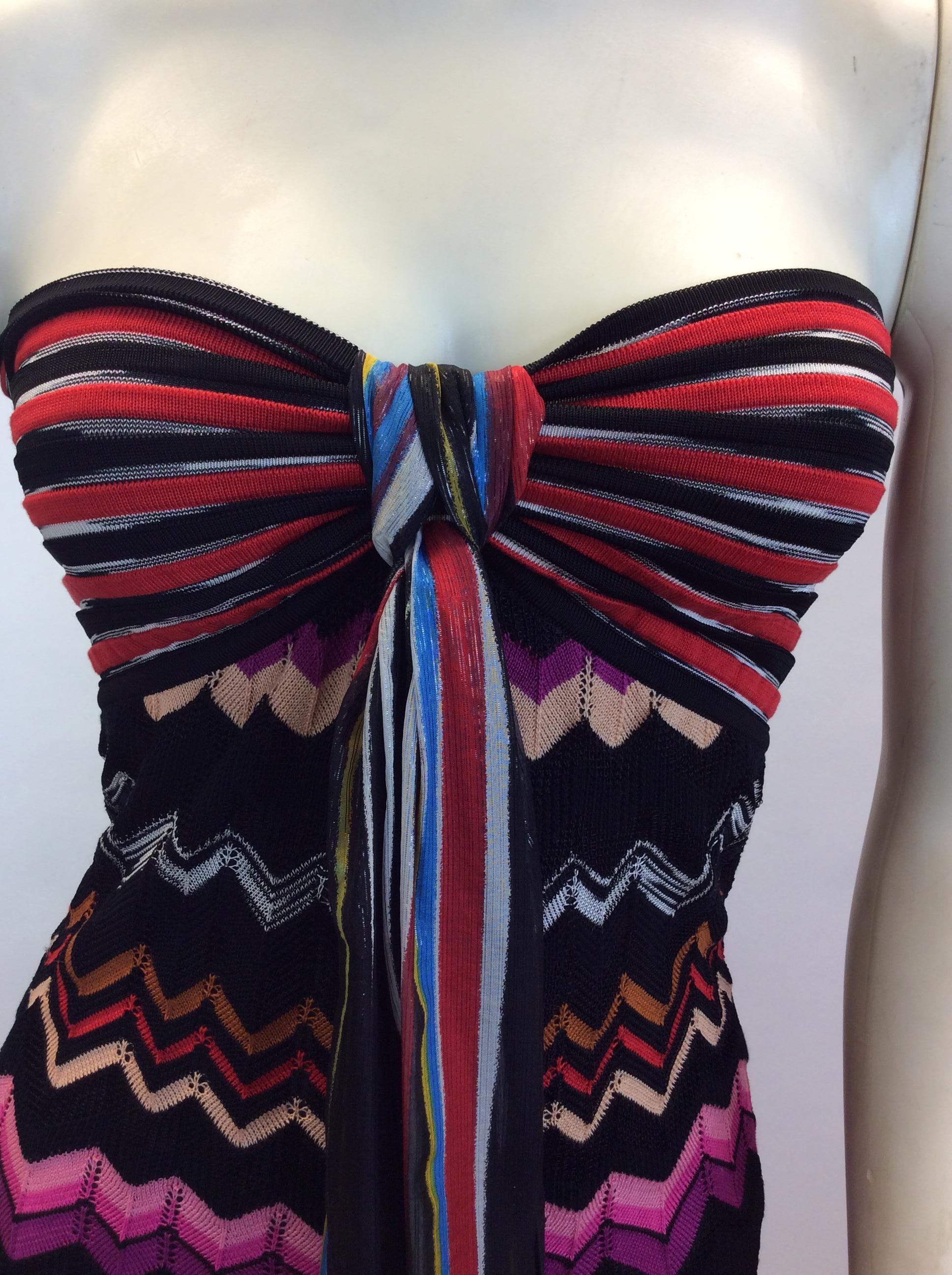 Women's Missoni Multi-Color Striped Strapless Dress For Sale