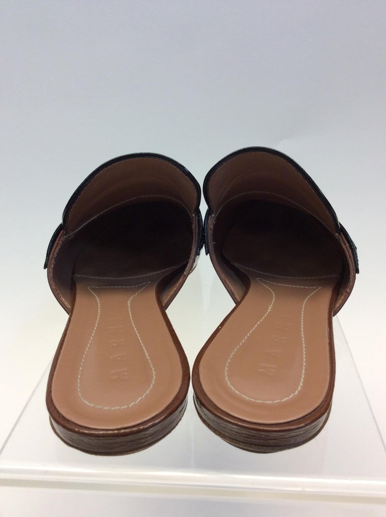 Marni Black and Brown Patent Leather Slides For Sale at 1stdibs