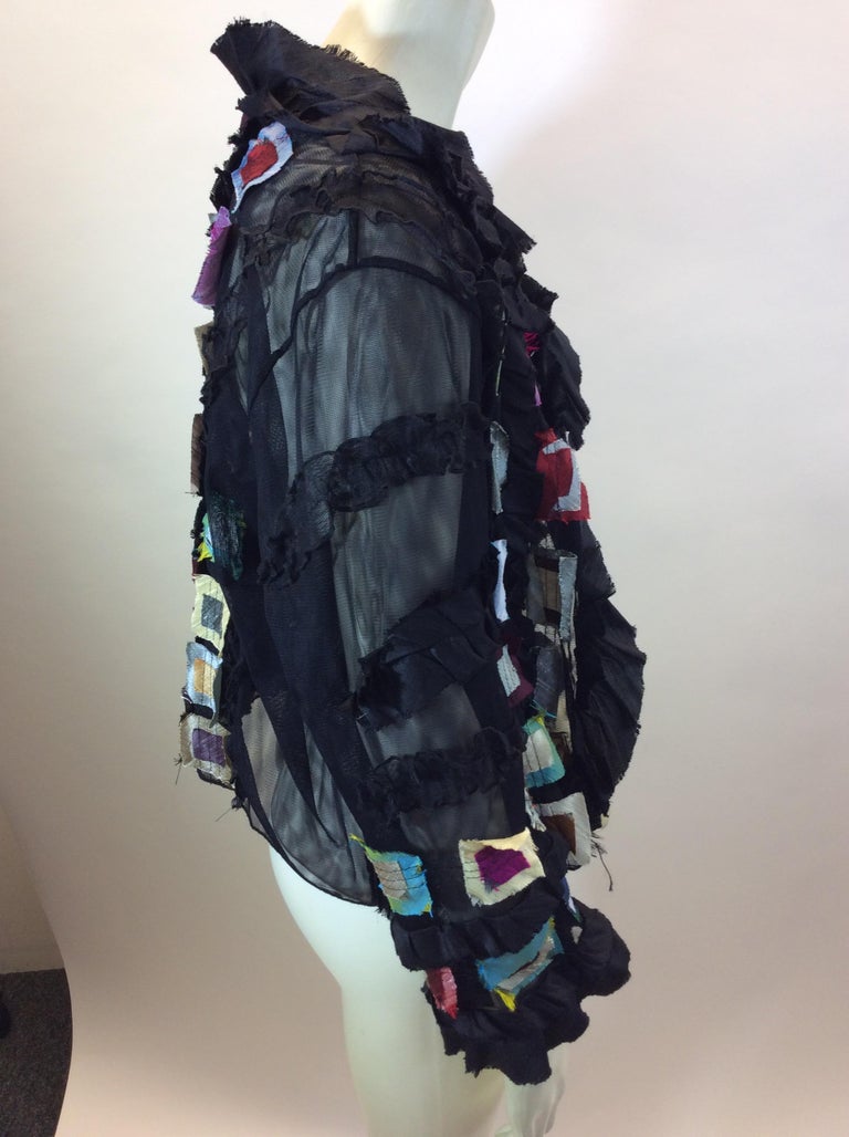 Lee Andersen Black Mesh Patch Silk Jacket For Sale at 1stDibs lee