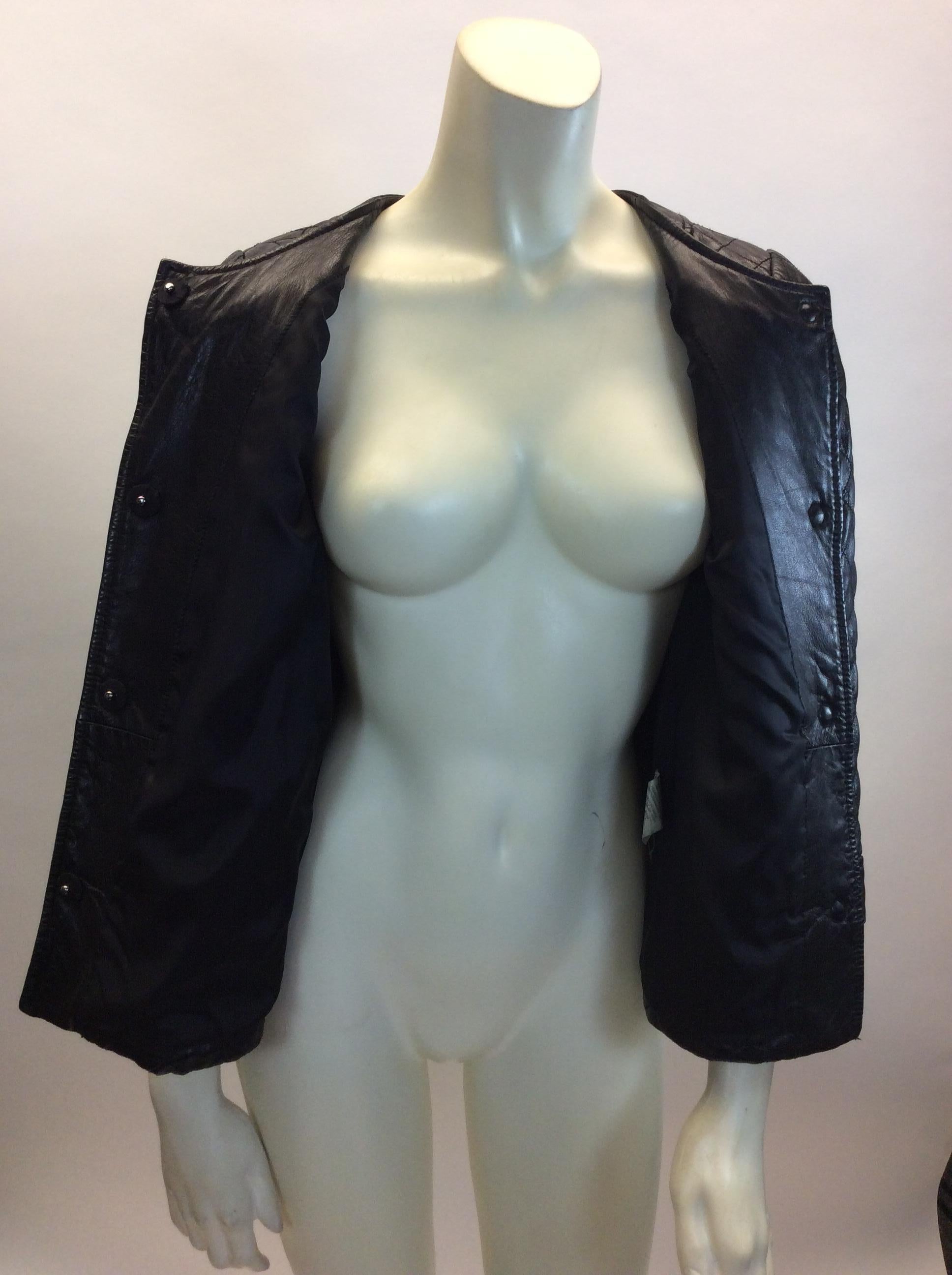 Vince Black Leather Quilted Jacket For Sale 2