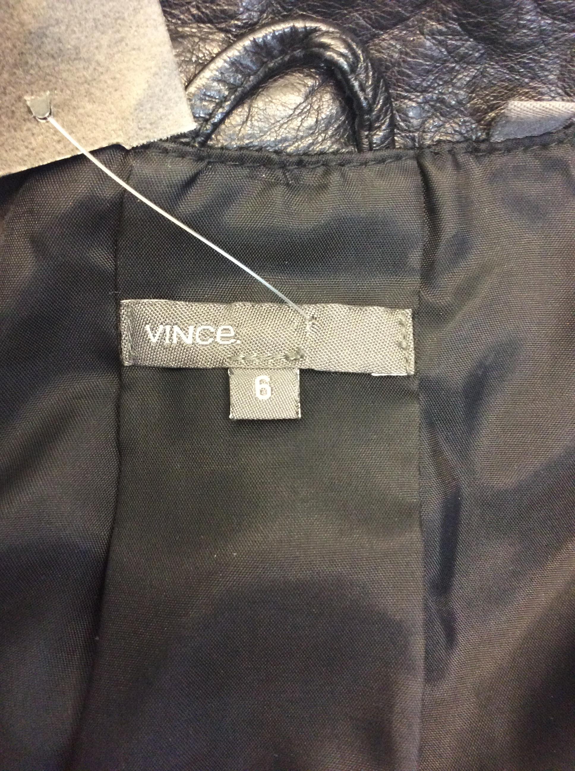 Vince Black Leather Quilted Jacket For Sale 3