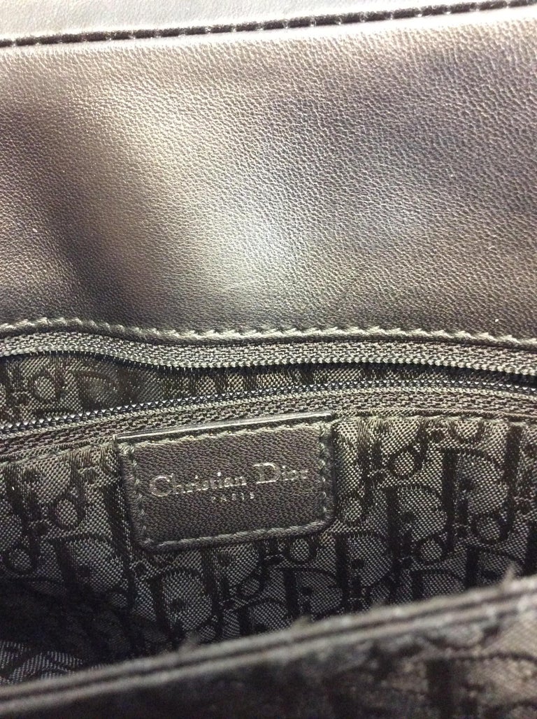 Christian Dior Black Leather Saddle Bag with Silver Hardware For Sale